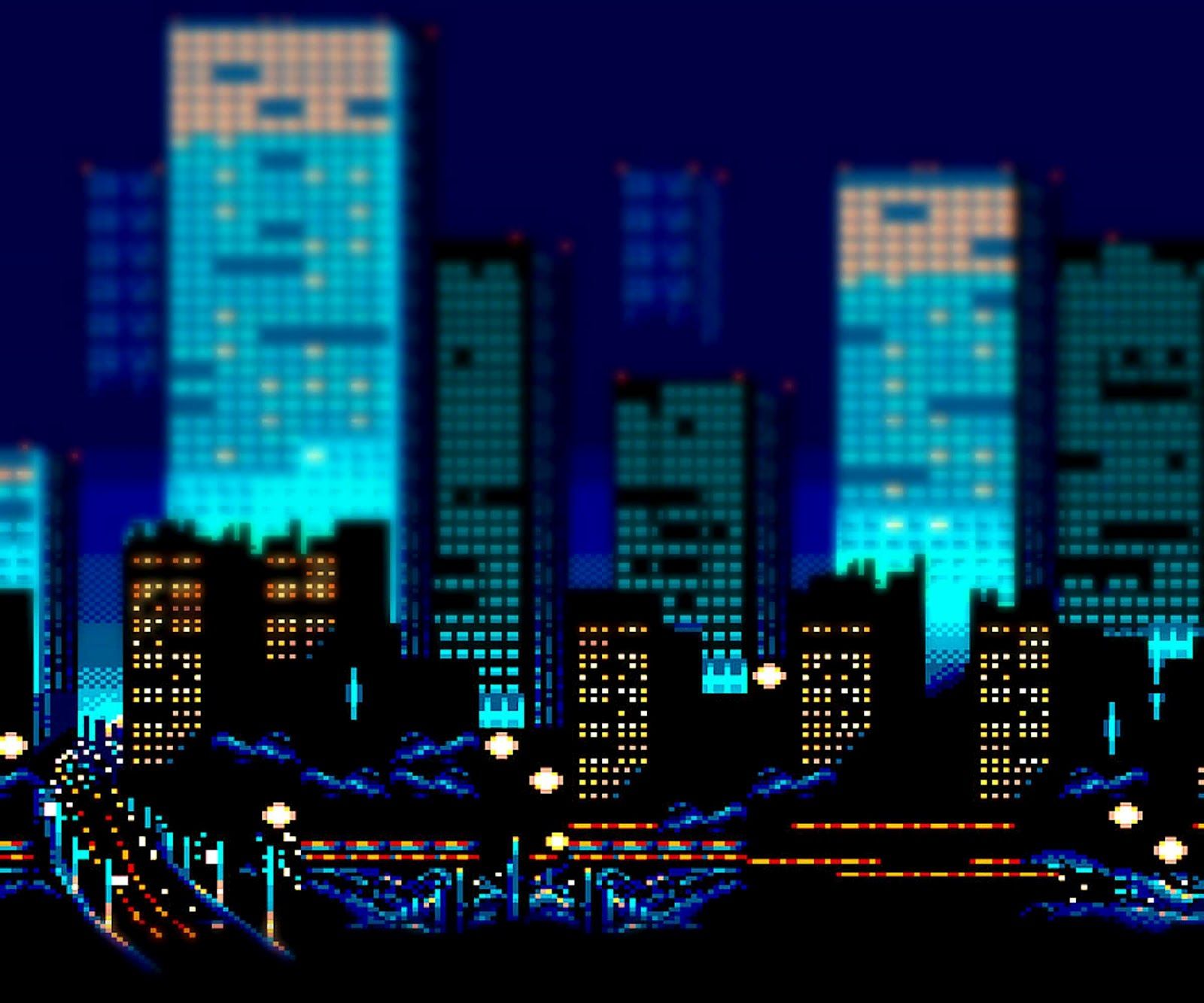 16Bit Cityscape And Lake Wallpapers