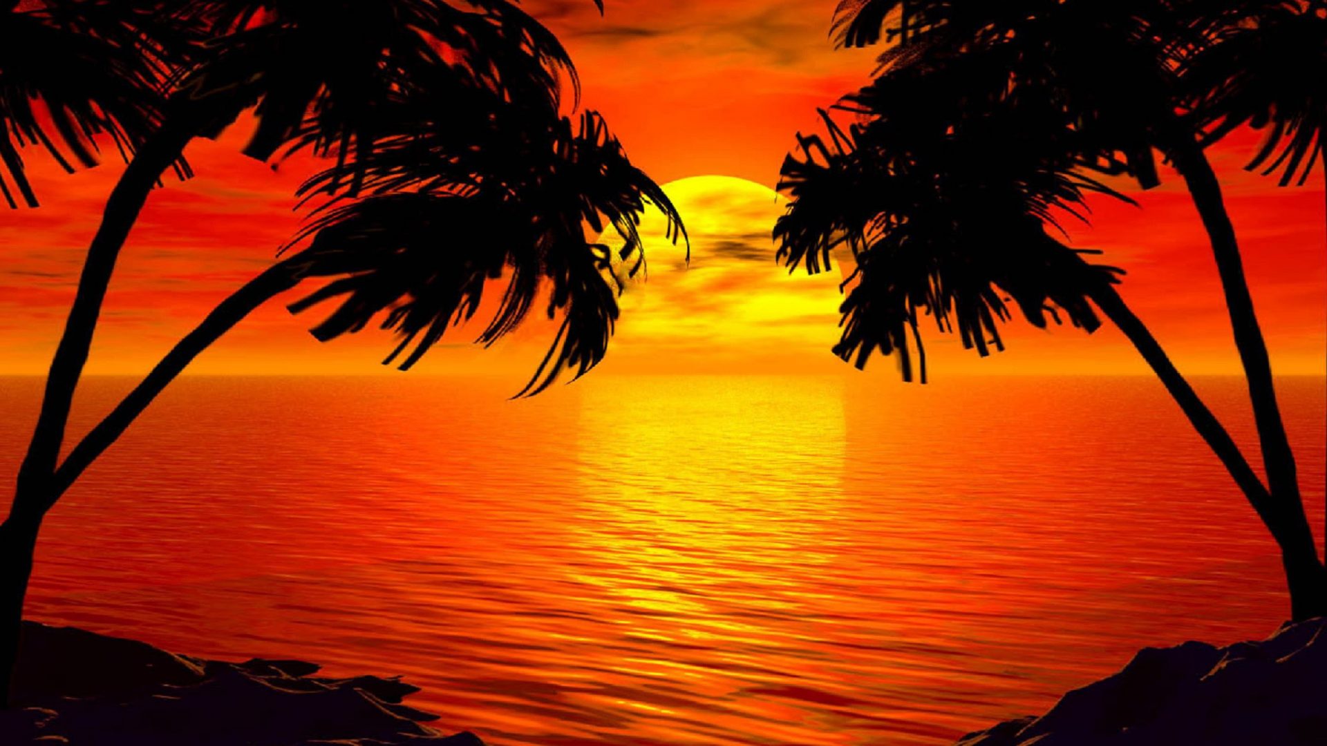 3D Island In Sunset Wallpapers