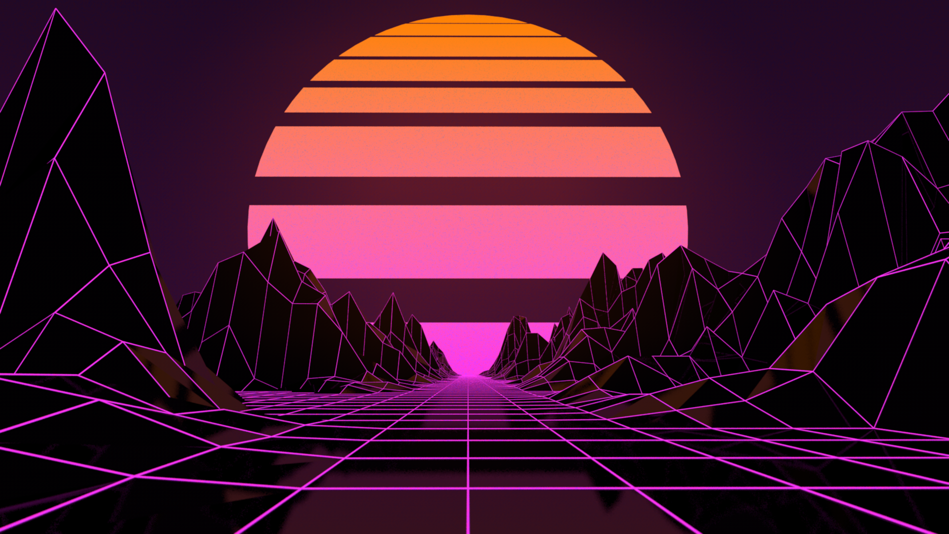 3D Retrowave Sunset Wallpapers