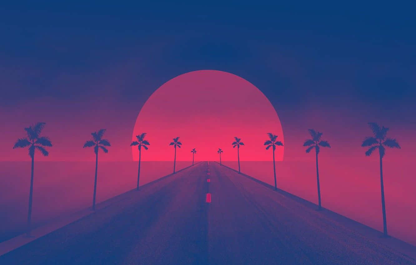 3D Retrowave Sunset Wallpapers