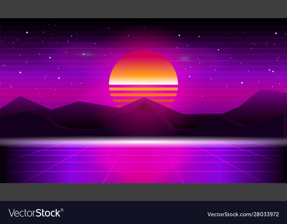 3D Retrowave Sunset Wallpapers