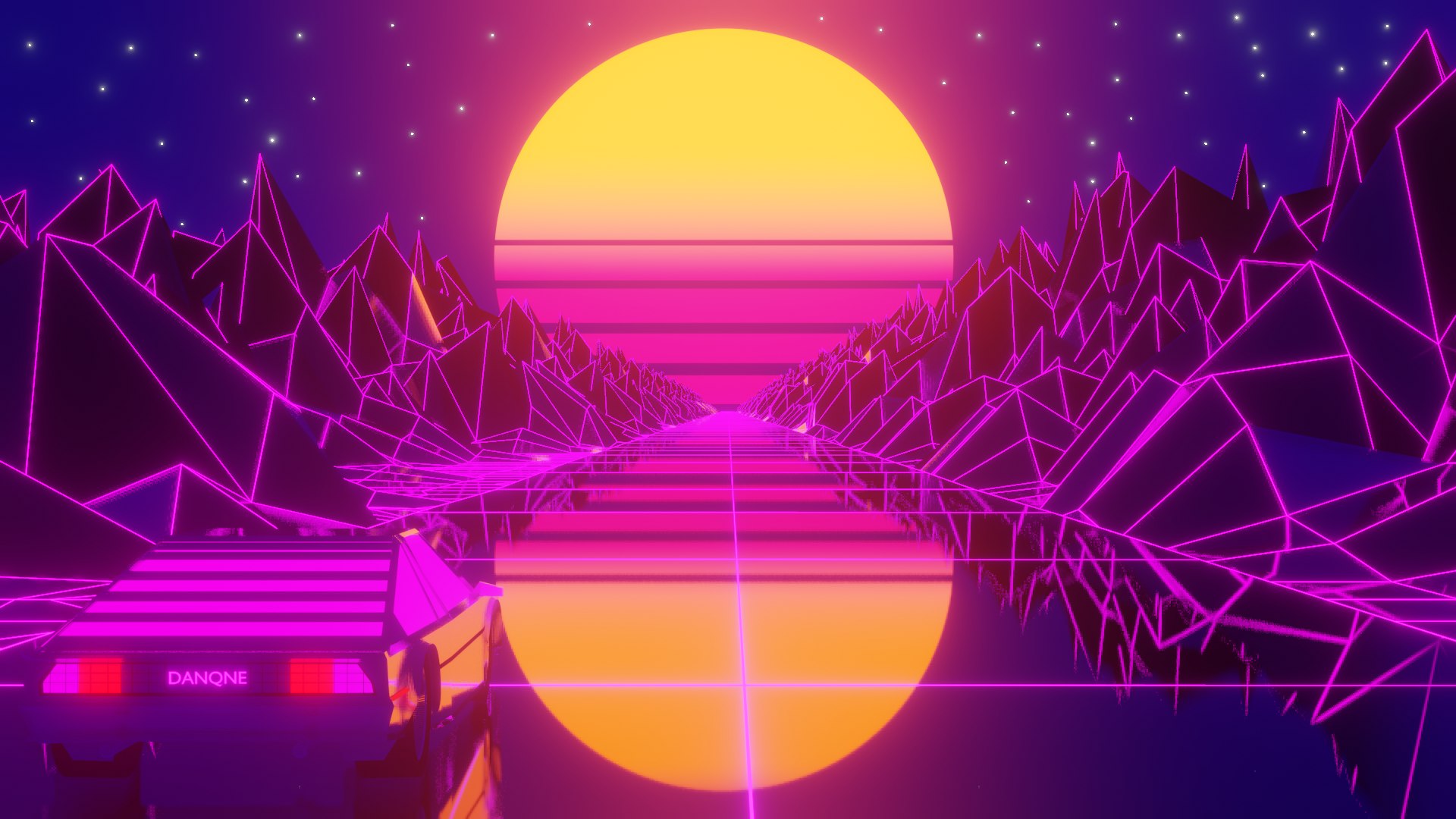 3D Retrowave Sunset Wallpapers