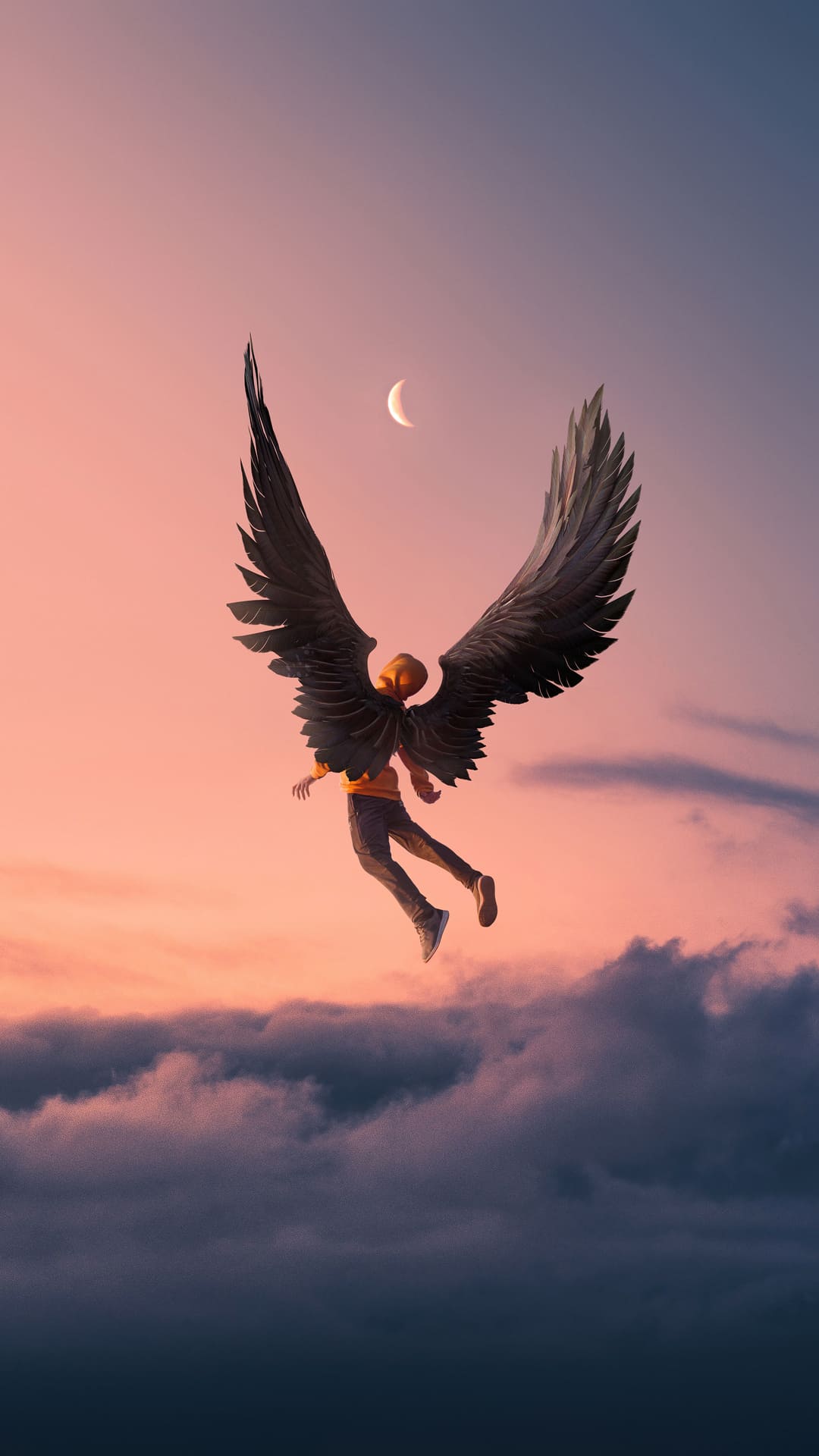 4K Angel In Moon Night Wallpapers