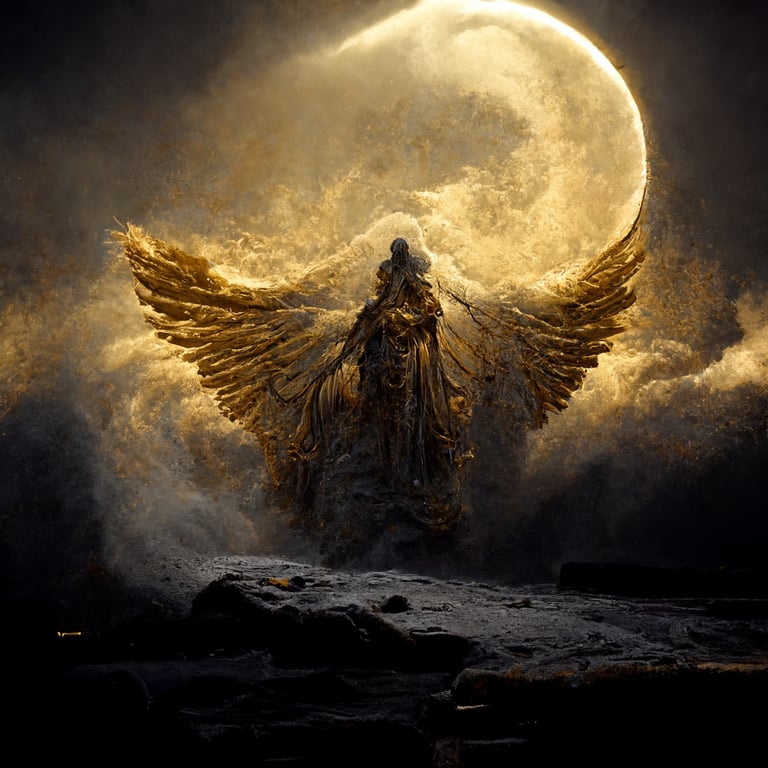 4K Angel In Moon Night Wallpapers