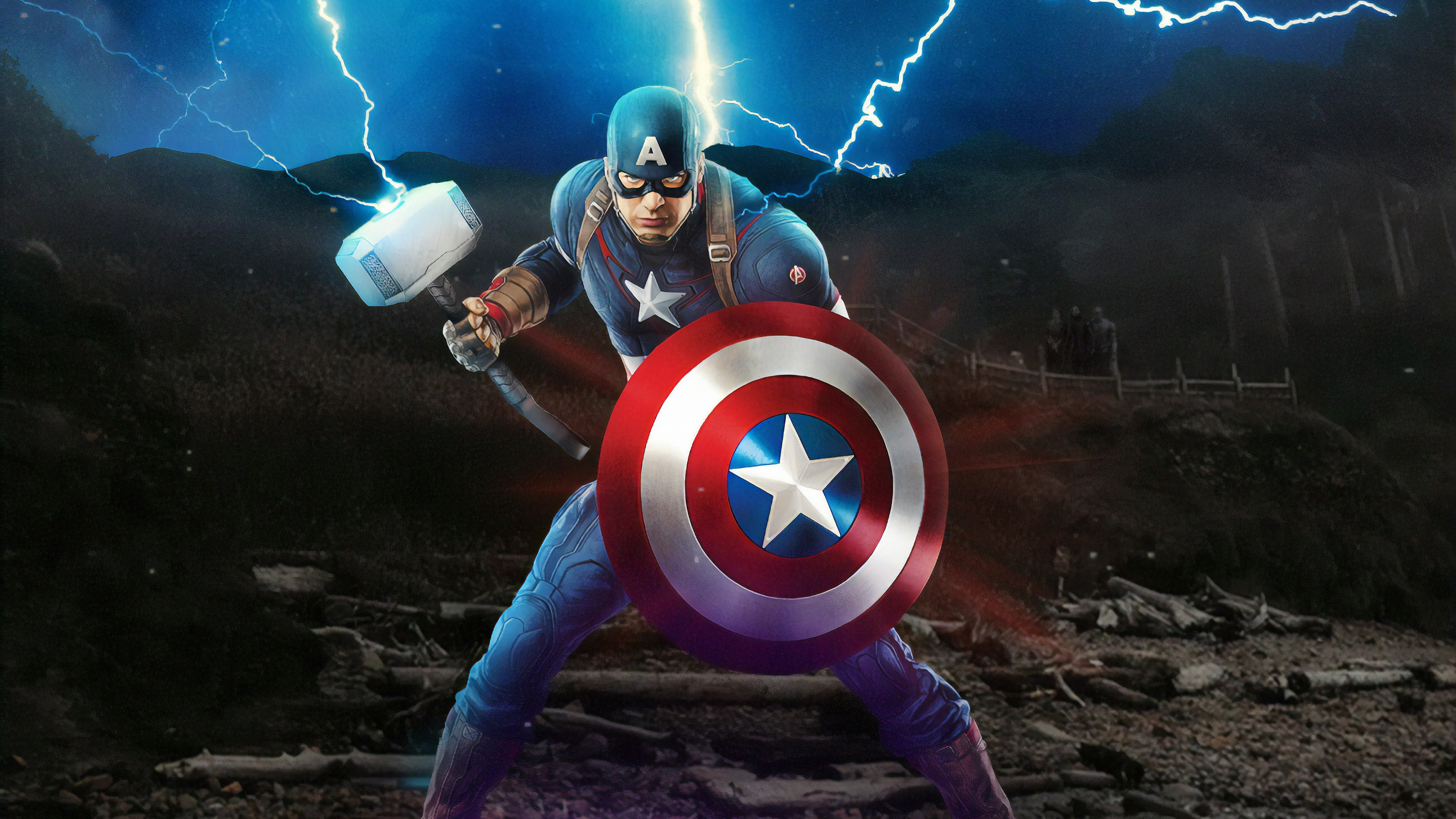 4K Captain America Mjolnir And Shield Wallpapers