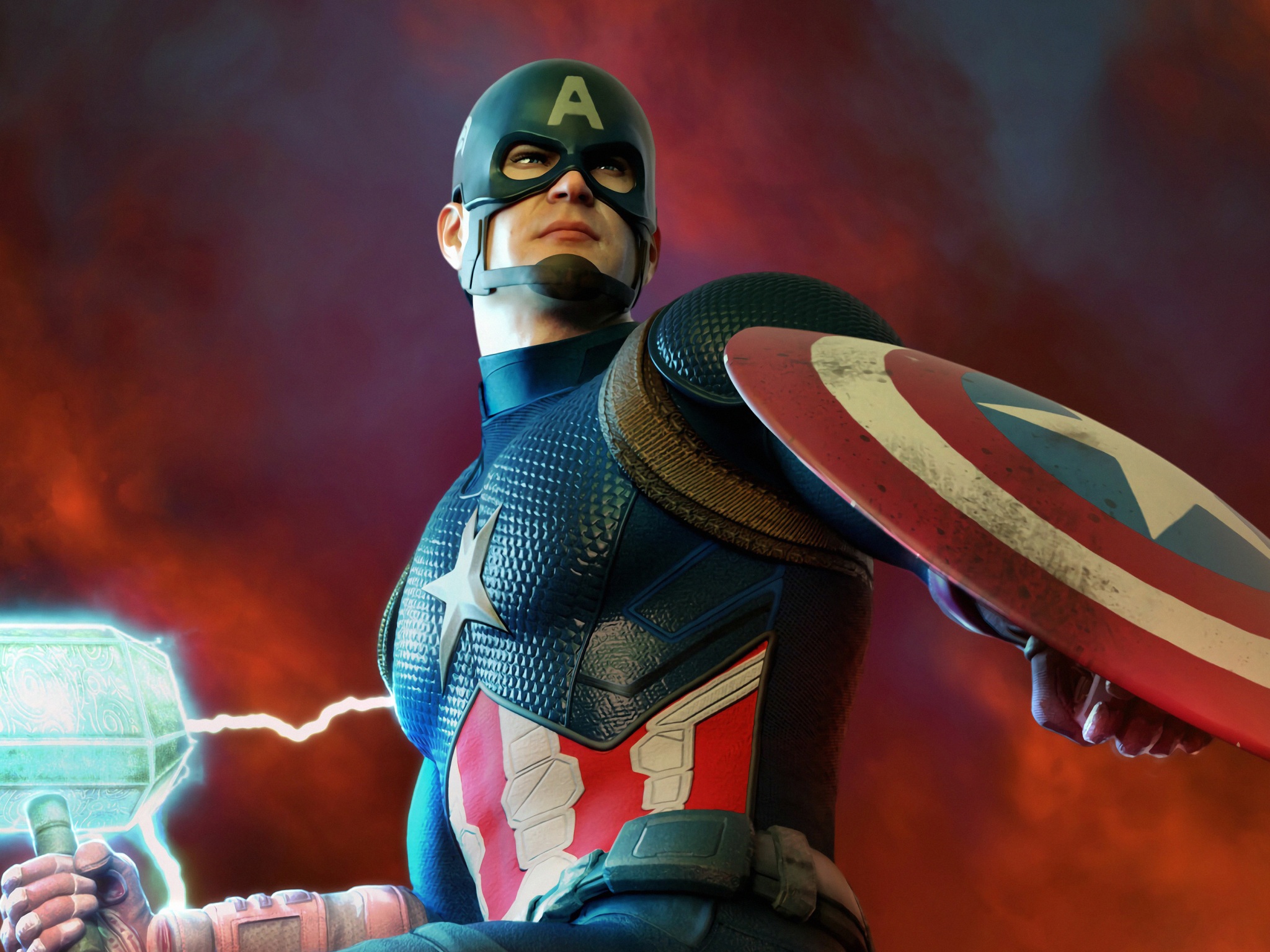 4K Captain America Mjolnir And Shield Wallpapers