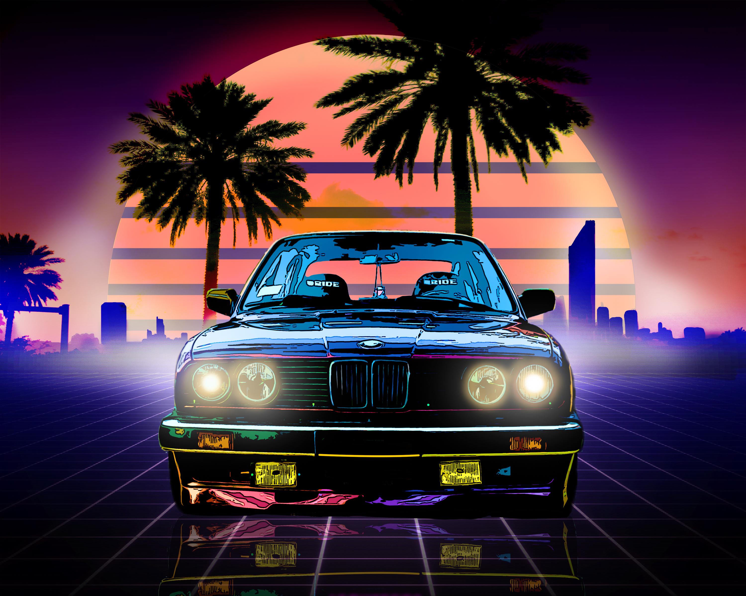 4K Car Girl Retro Wallpapers