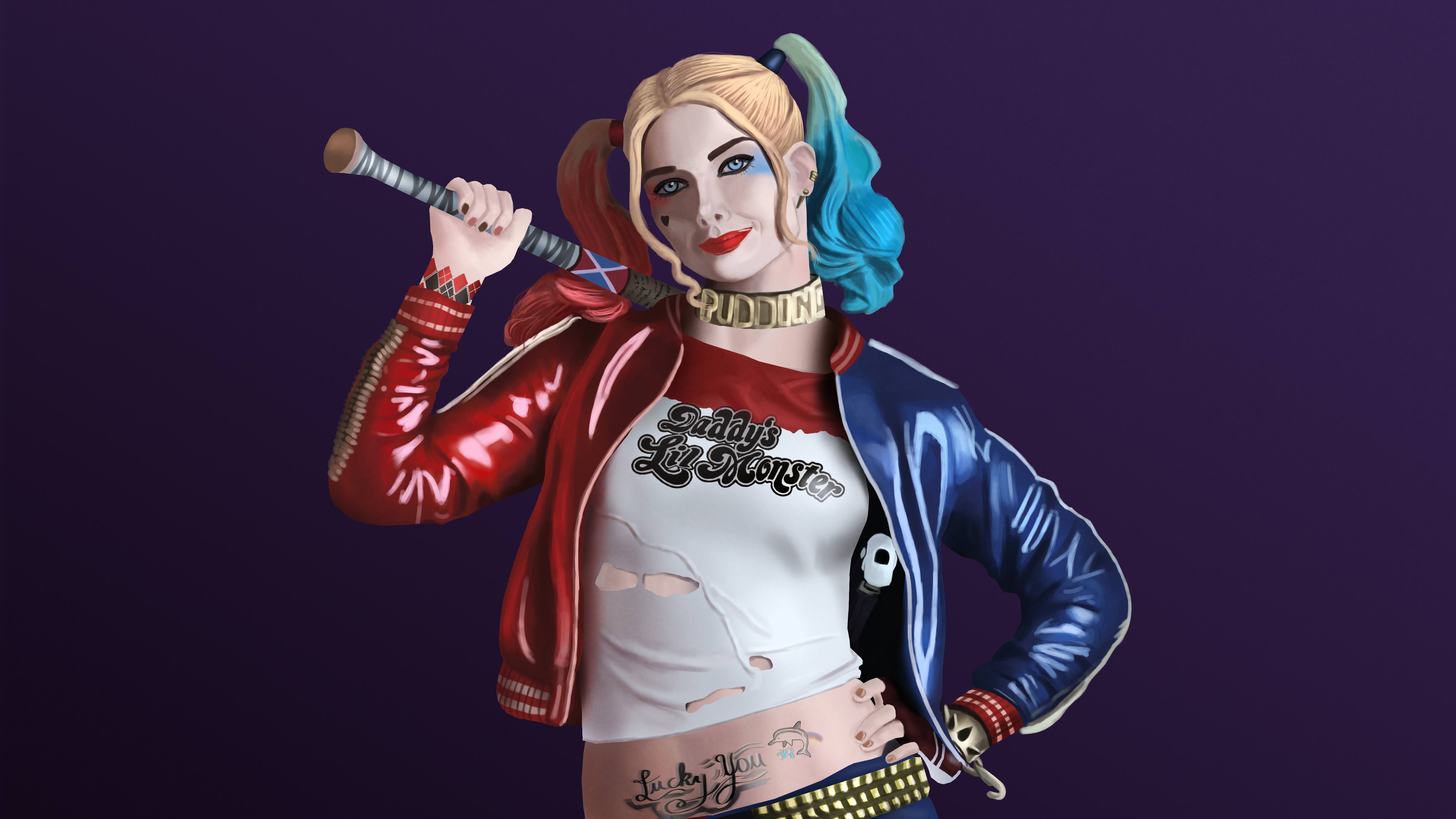 4K Harley Quinn Minimal Art Wallpapers