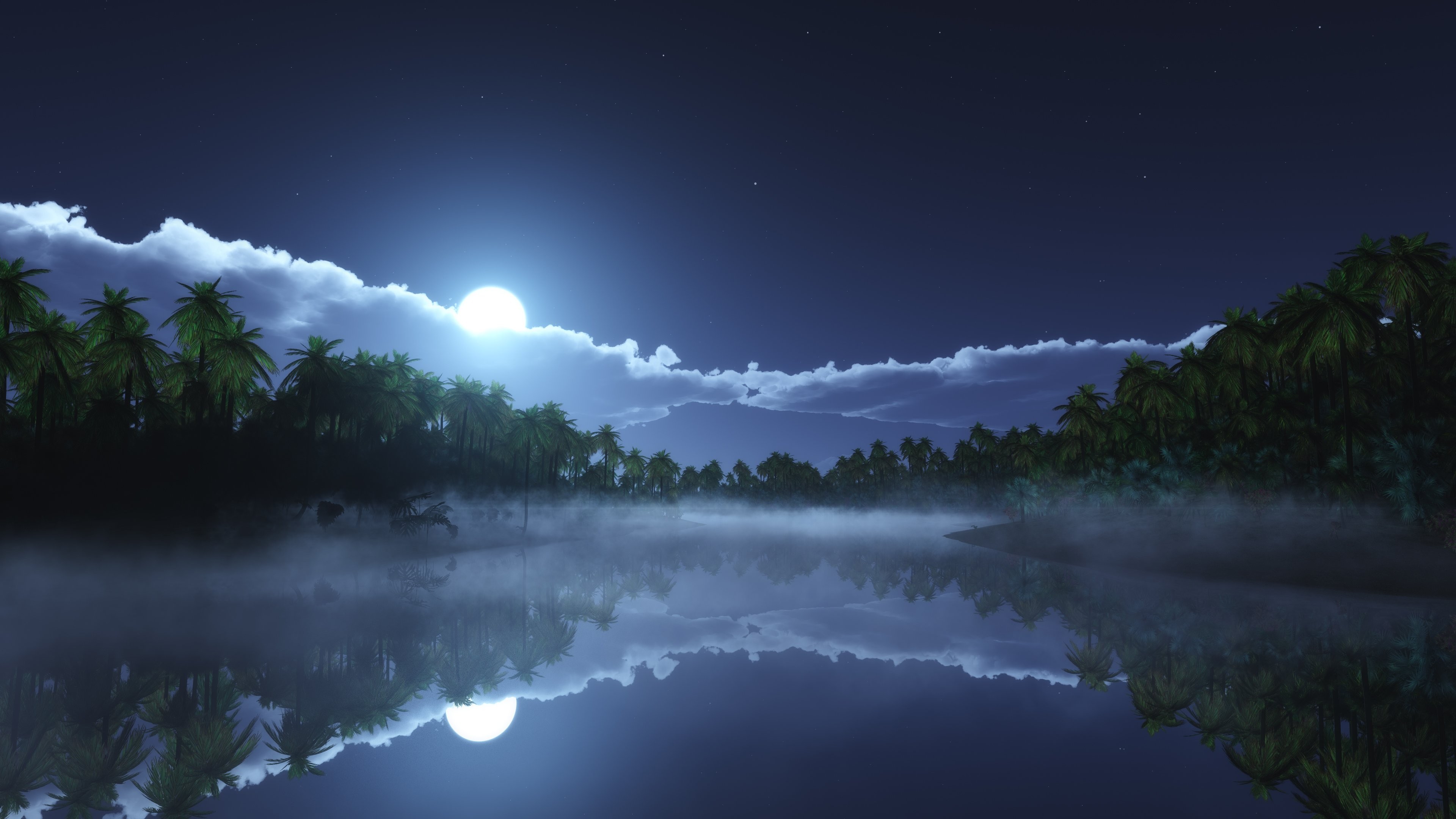 4K Moon Clouds Night City View Wallpapers