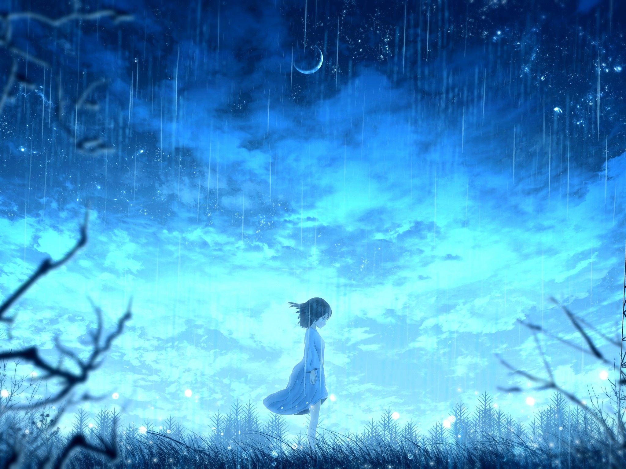 4K Night Alone Girl Art Wallpapers