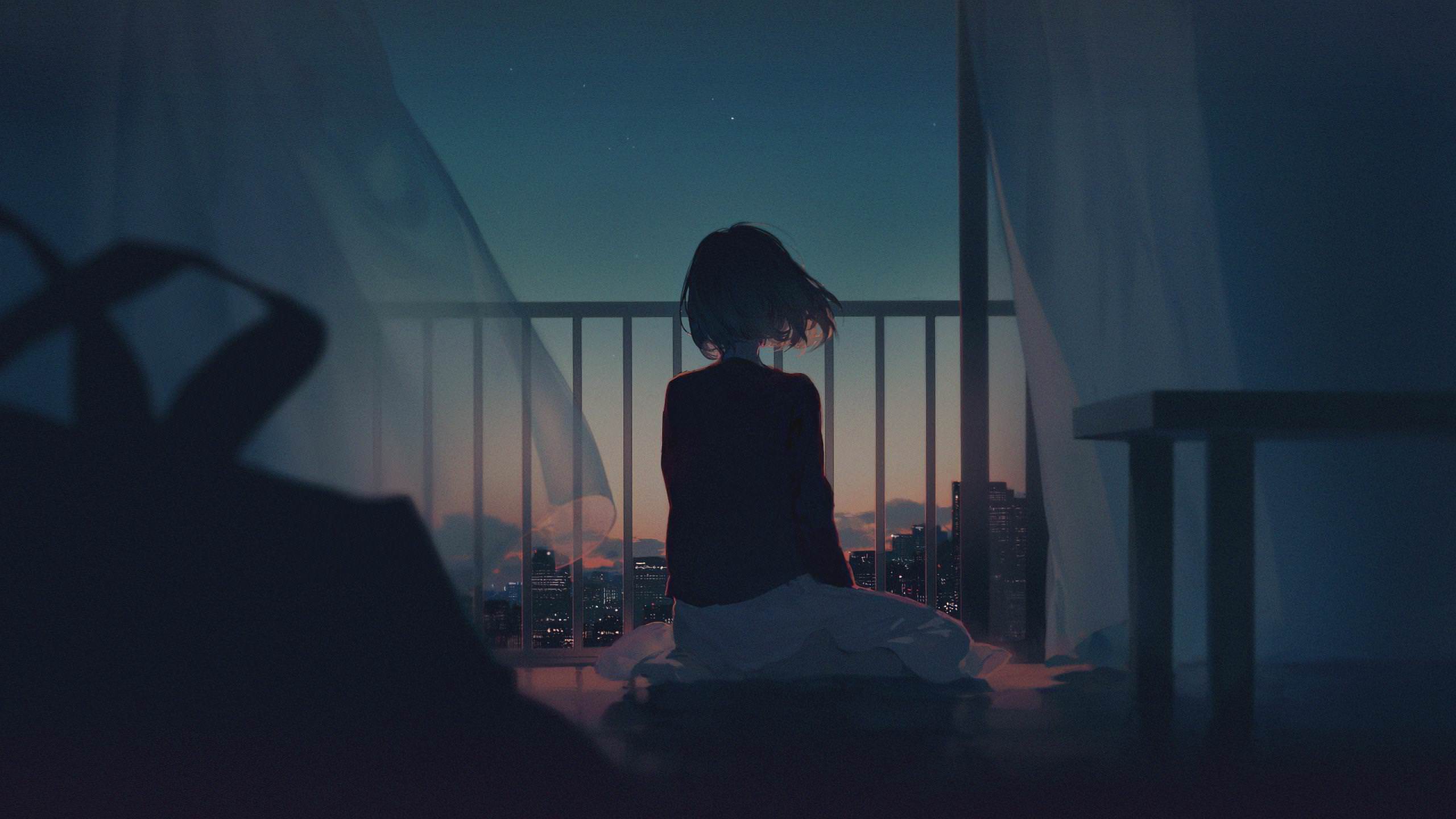 4K Night Alone Girl Art Wallpapers