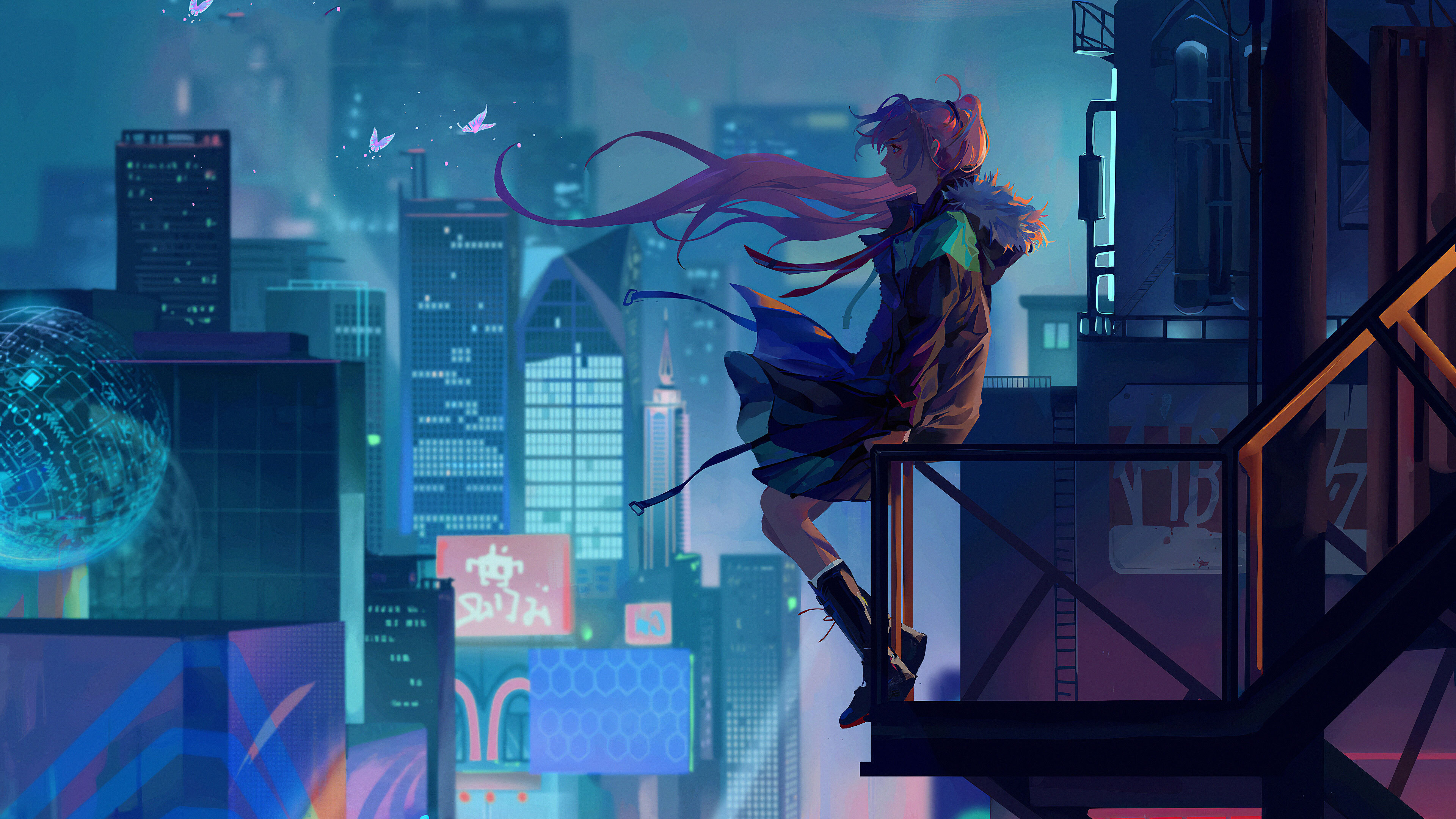 4K Night Alone Girl Art Wallpapers