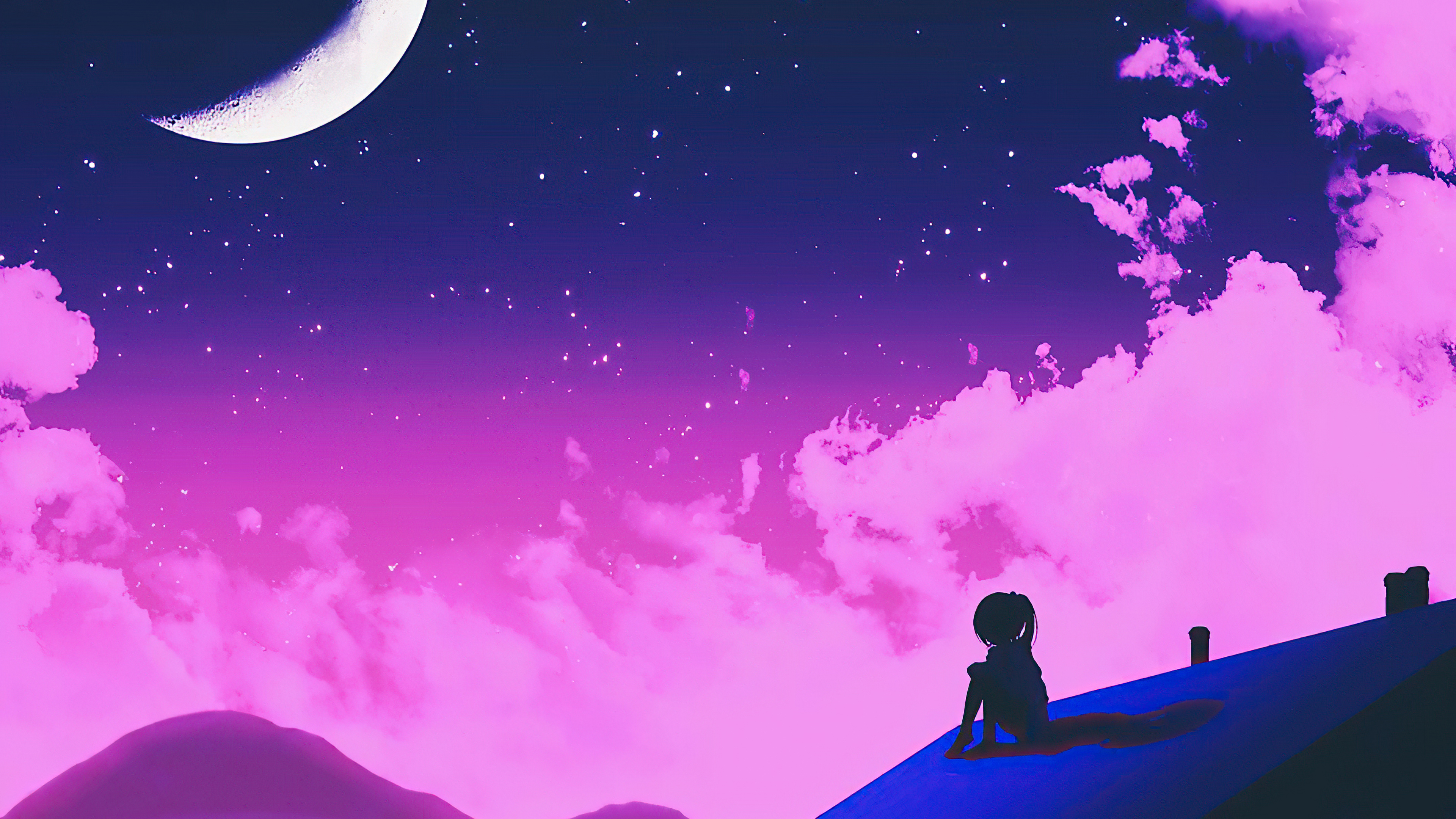 4K Night Alone Girl Art Wallpapers