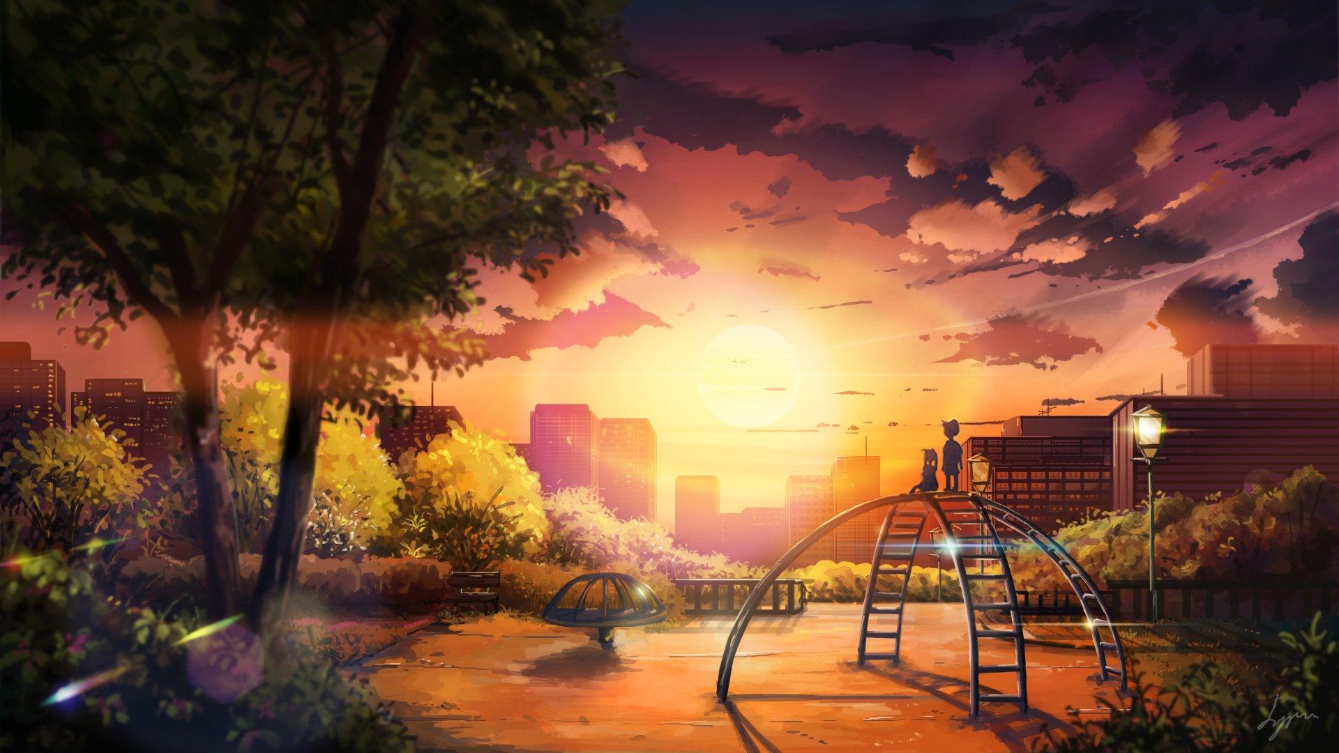 4K Scenery Sunset Anime Wallpapers