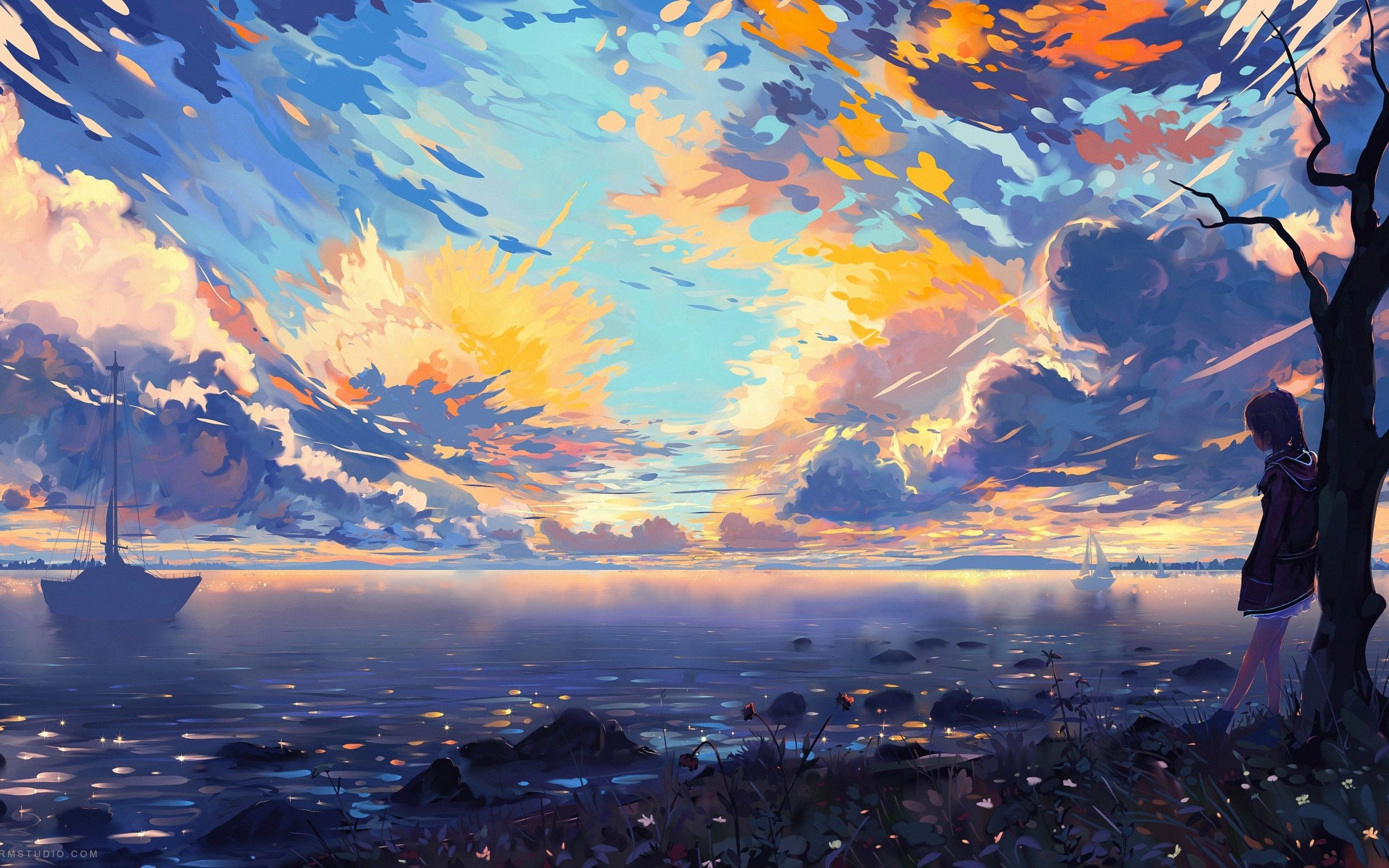 4K Scenery Sunset Anime Wallpapers