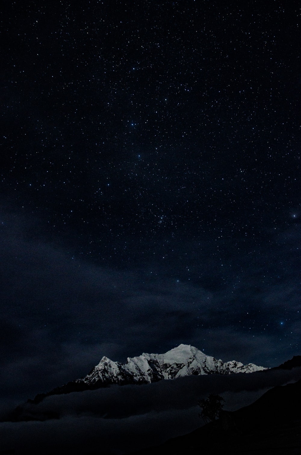 4K Starry Sky Above Snow Covered Mountains Wallpapers