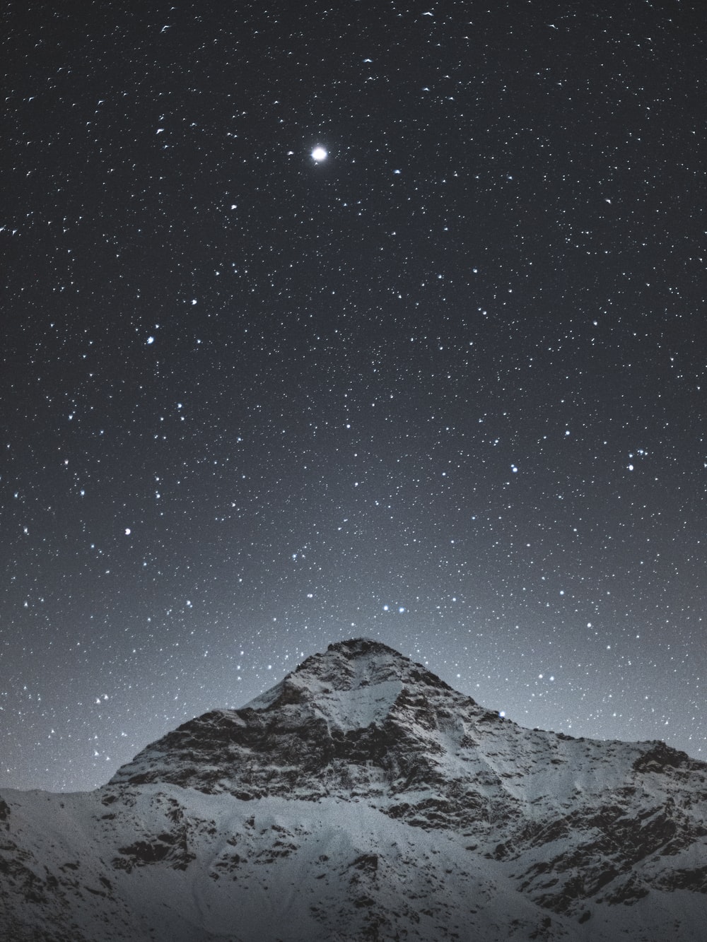 4K Starry Sky Above Snow Covered Mountains Wallpapers