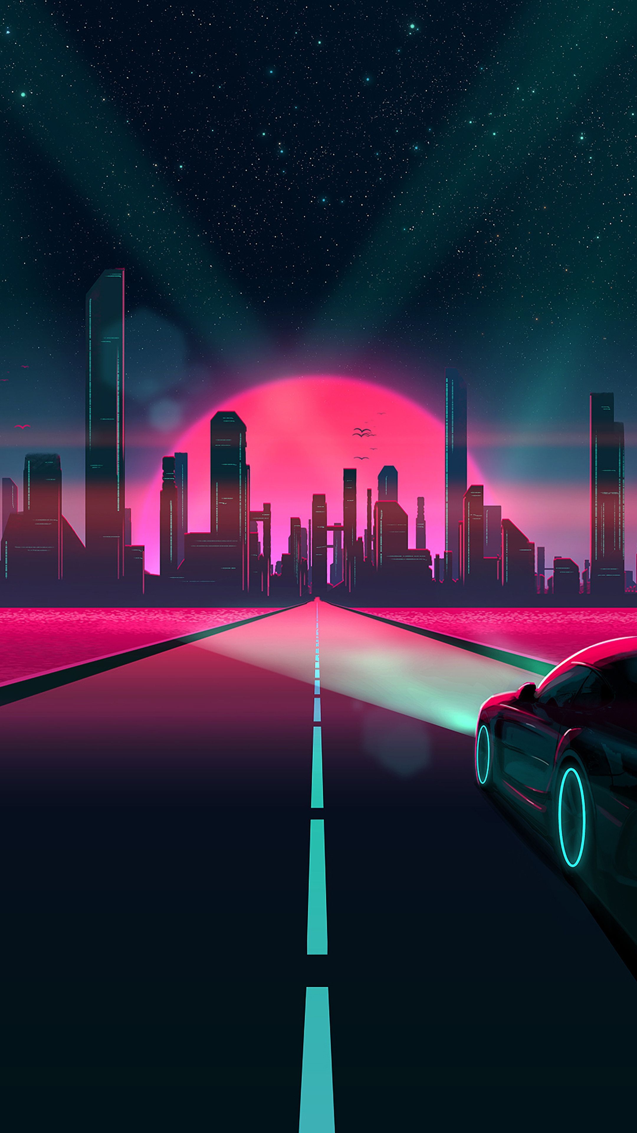 80S Neon Car Iphone Wallpapers