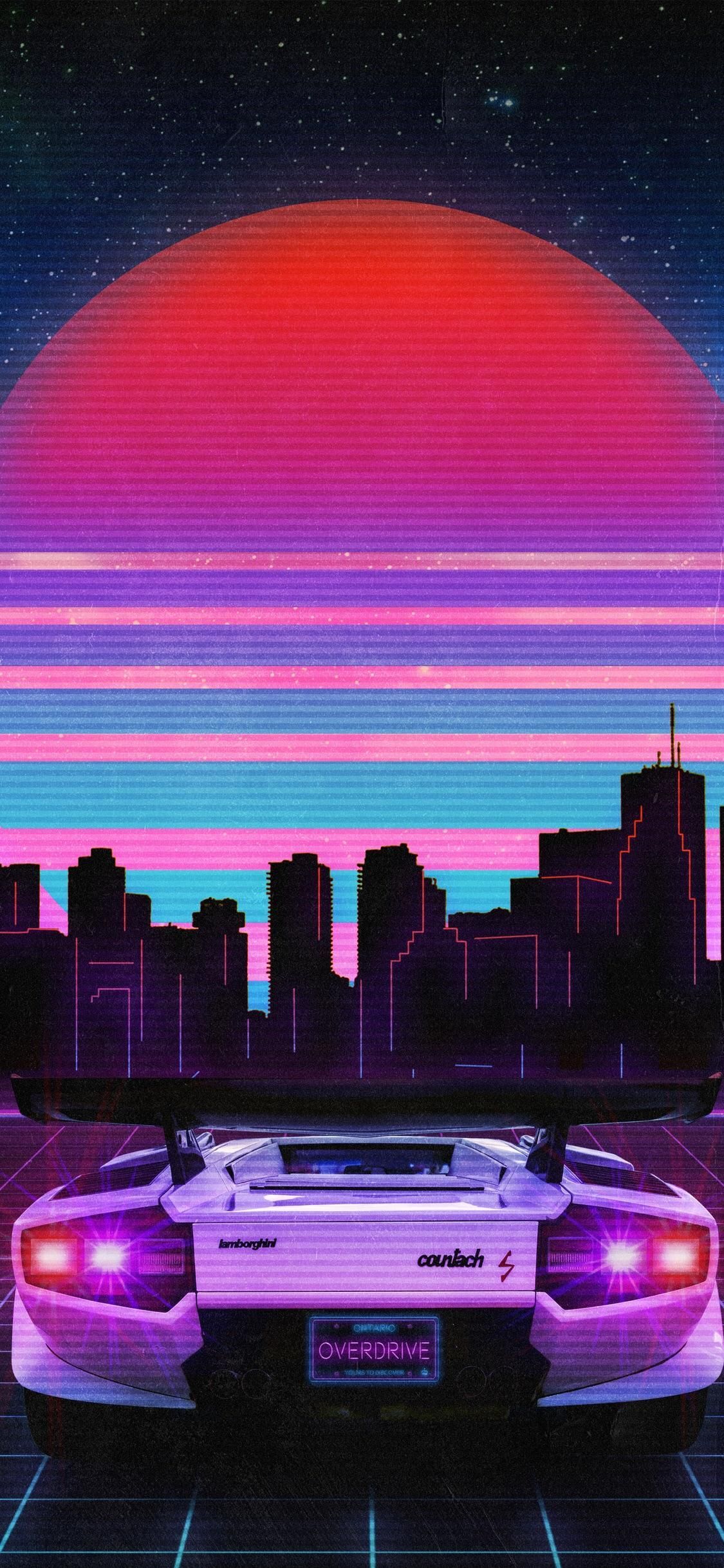 80S Neon Car Iphone Wallpapers