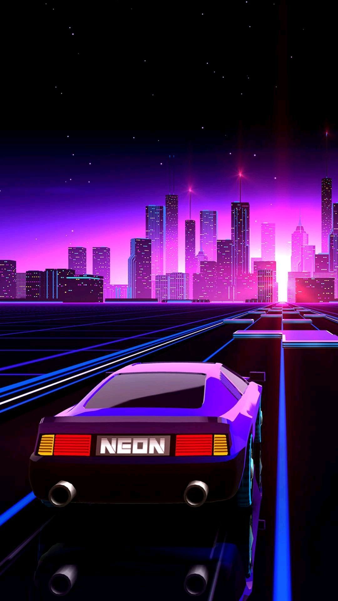 80S Neon Car Iphone Wallpapers