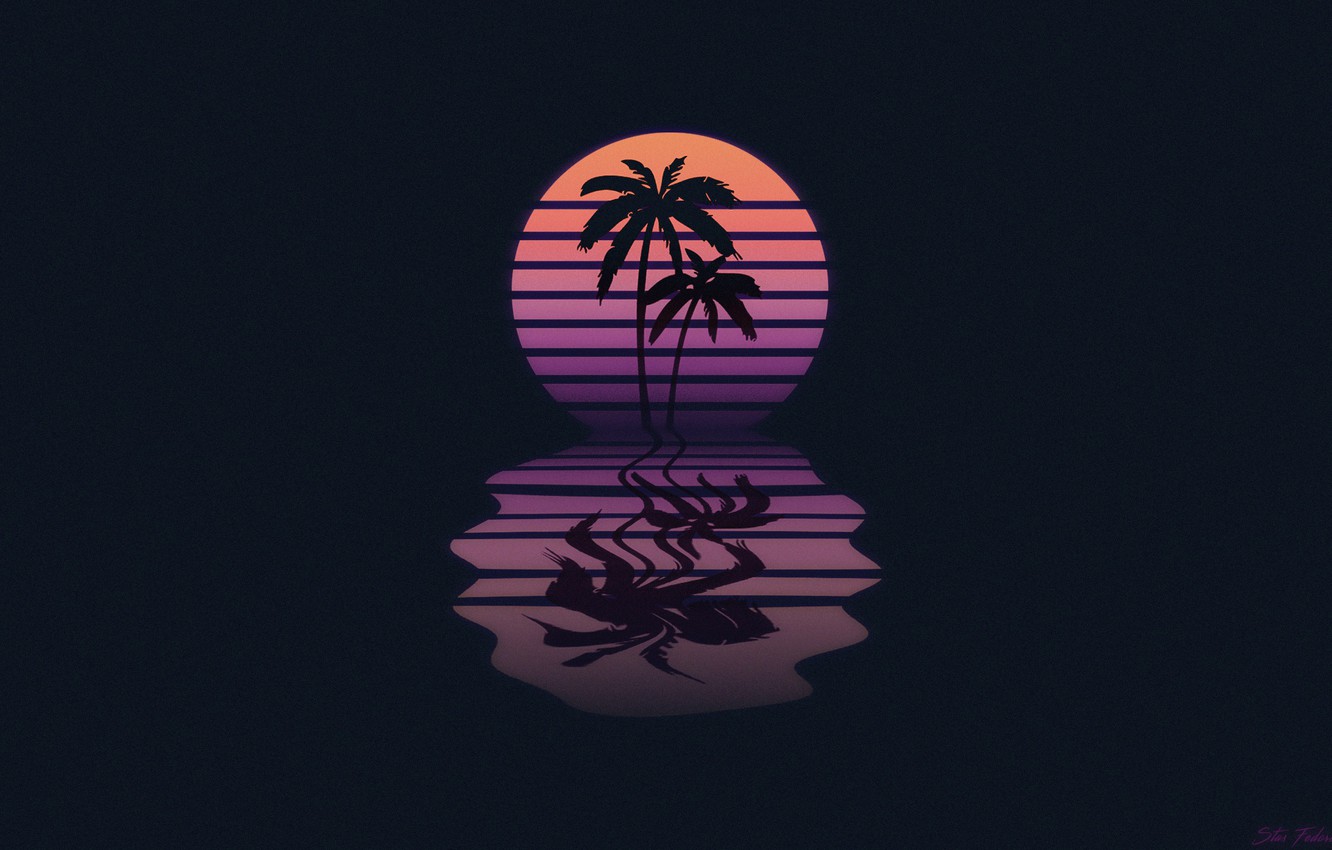 80S Neon Palm Trees Wallpapers