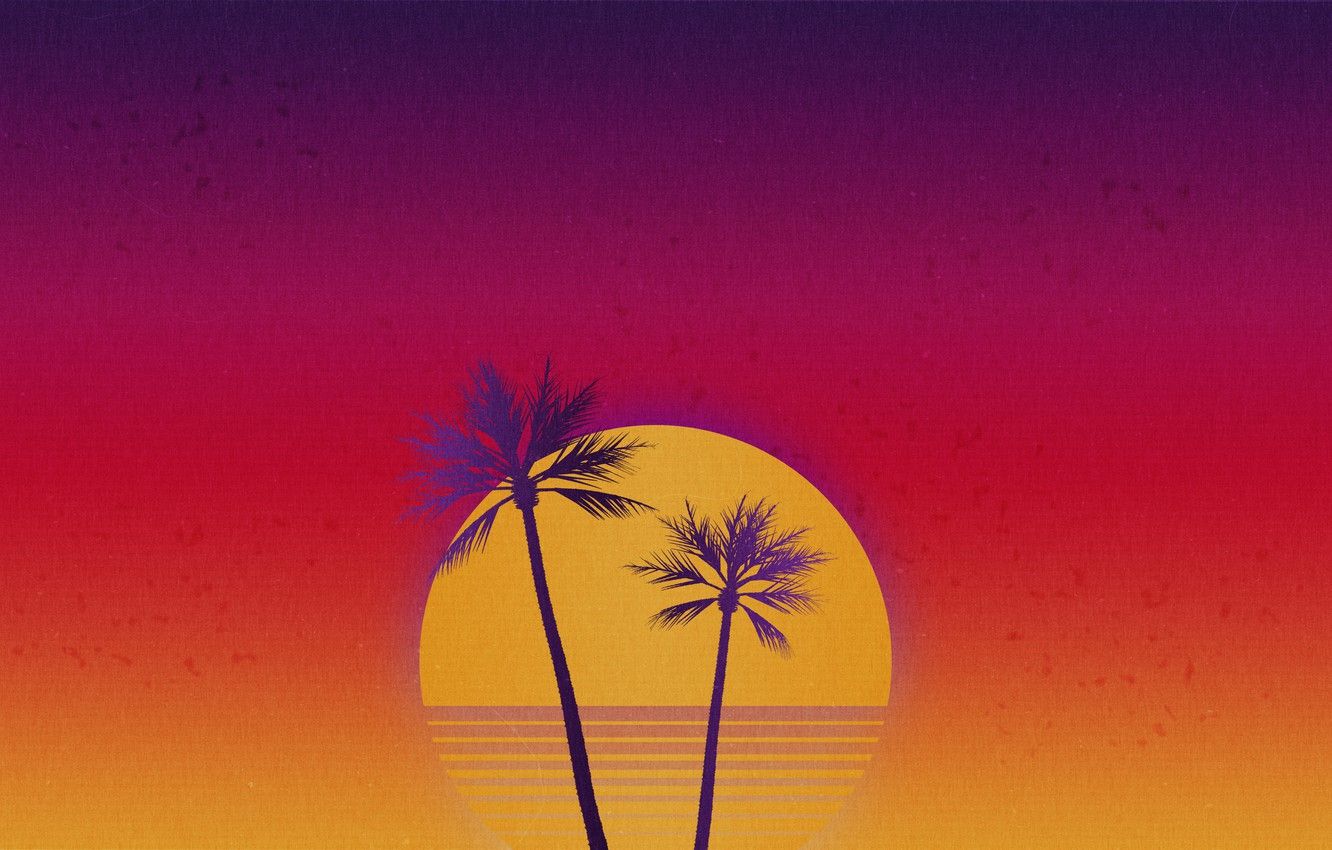 80S Neon Palm Trees Wallpapers