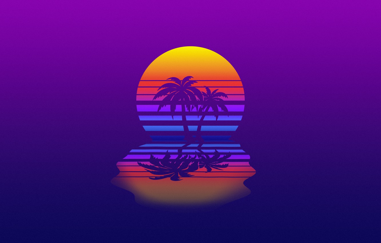 80S Neon Palm Trees Wallpapers