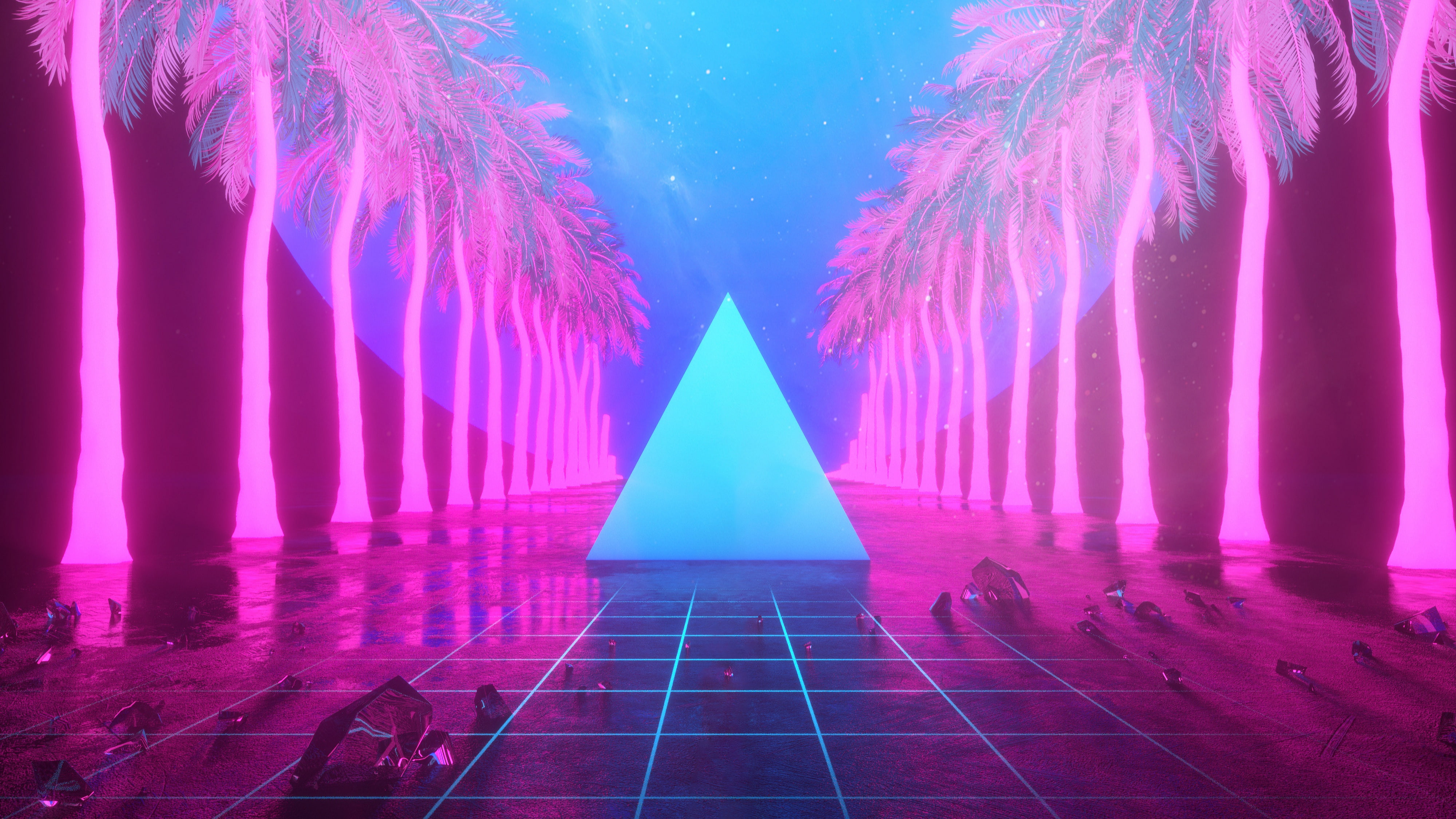 80S Neon Palm Trees Wallpapers