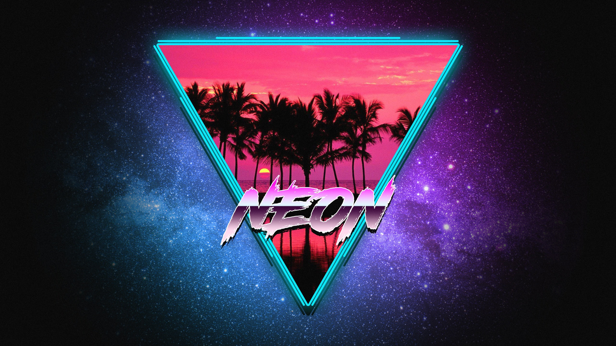 80S Neon Palm Trees Wallpapers