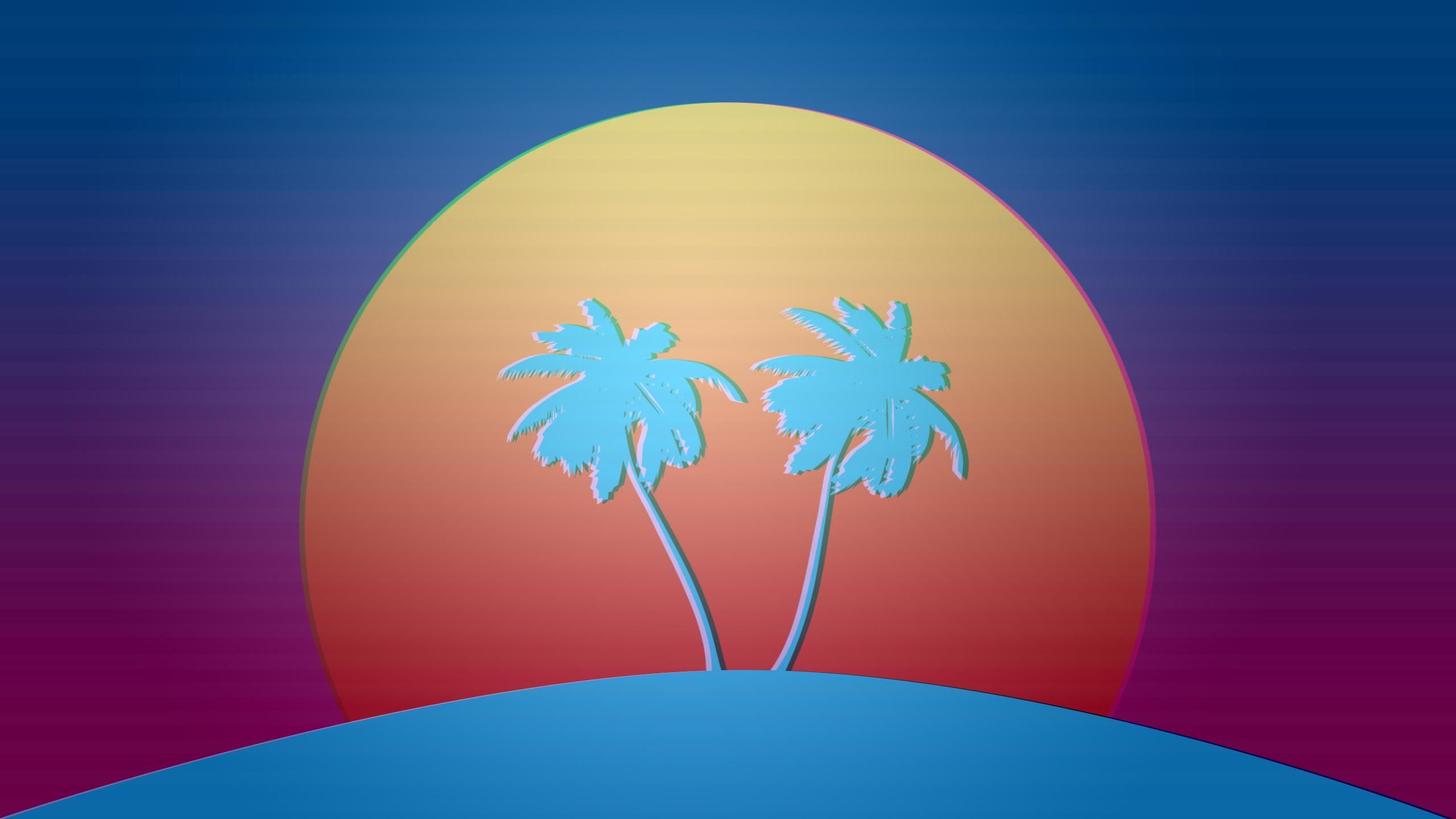 80S Neon Palm Trees Wallpapers