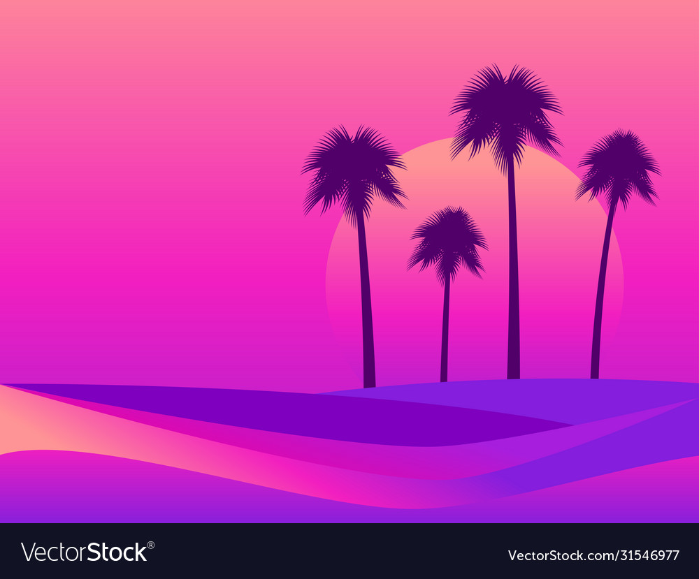 80S Neon Palm Trees Wallpapers