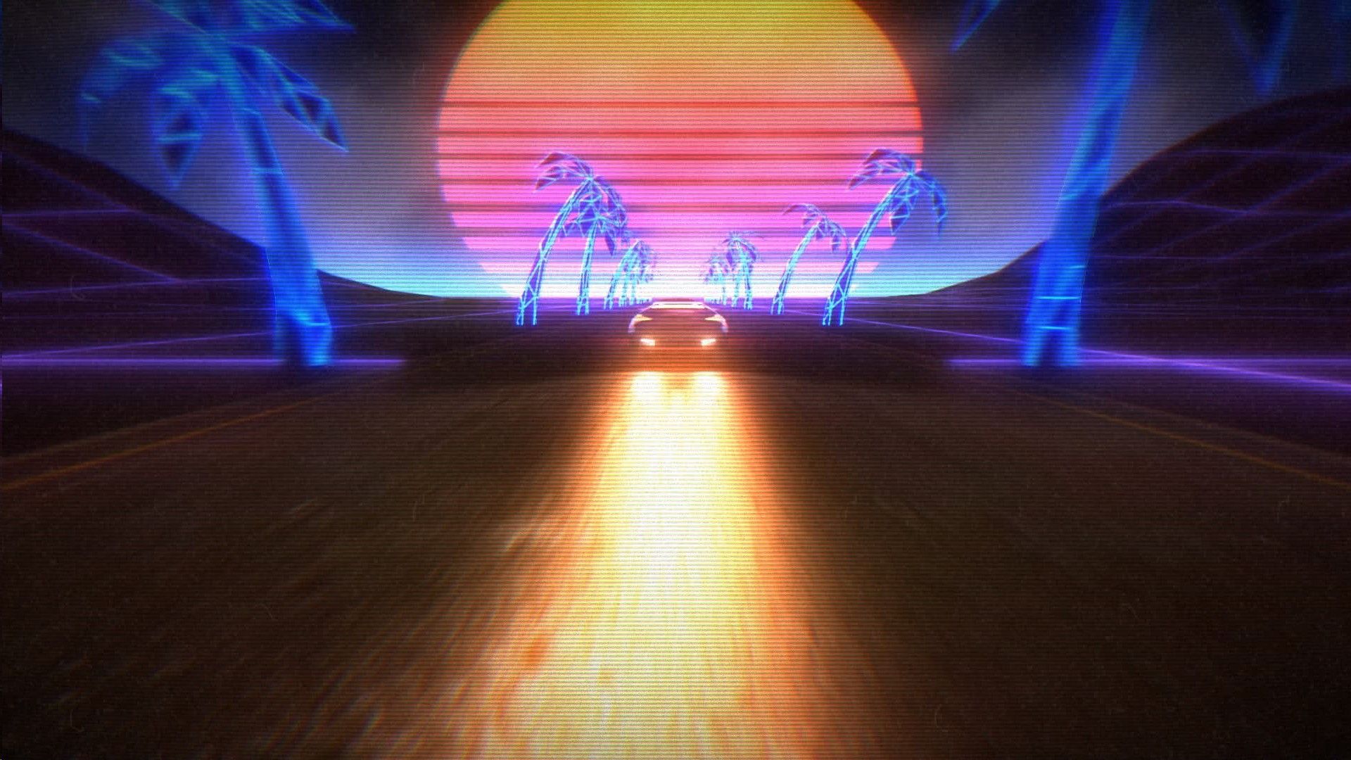 80S Neon Road Wallpapers