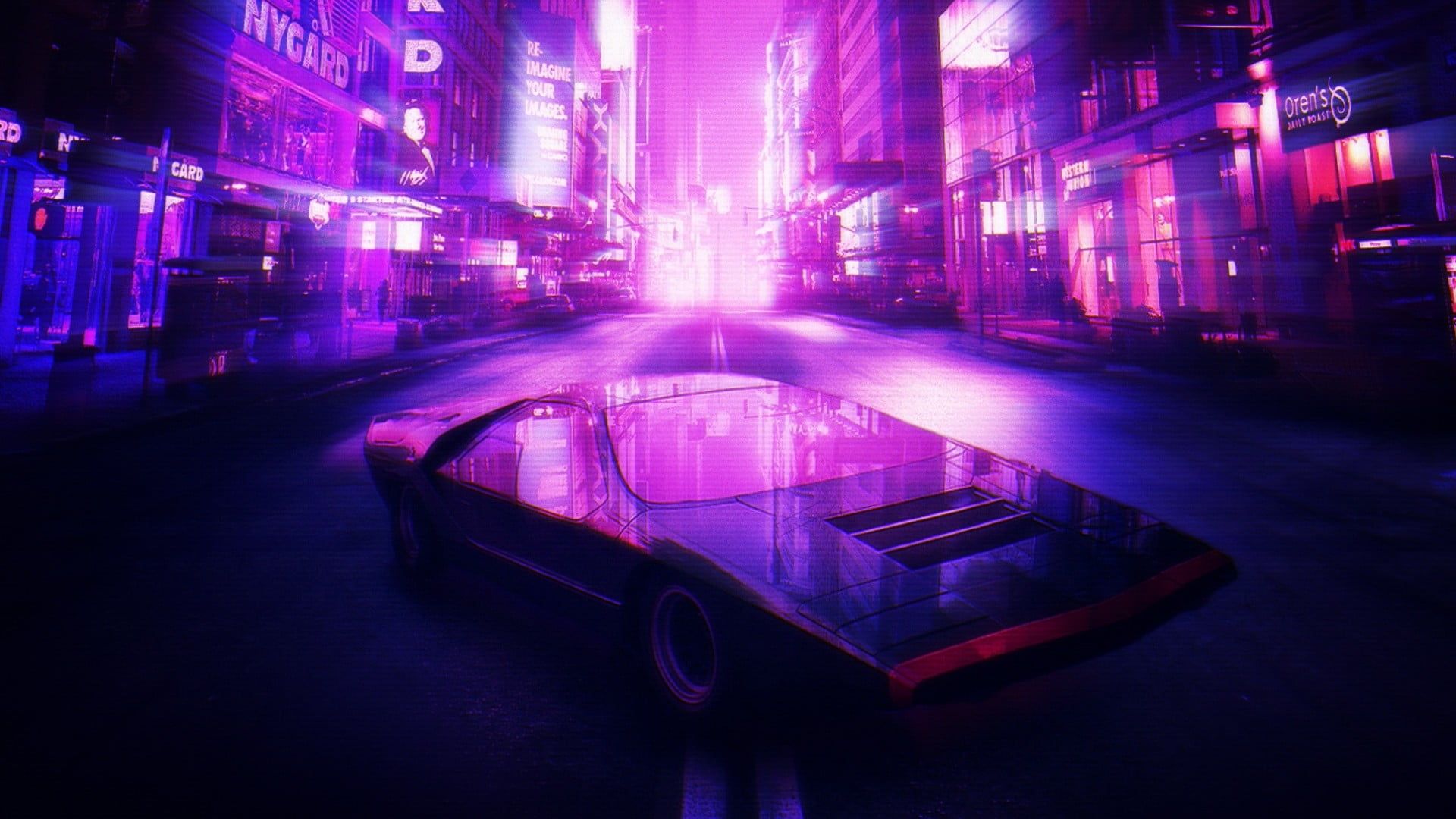 80S Neon Road Wallpapers