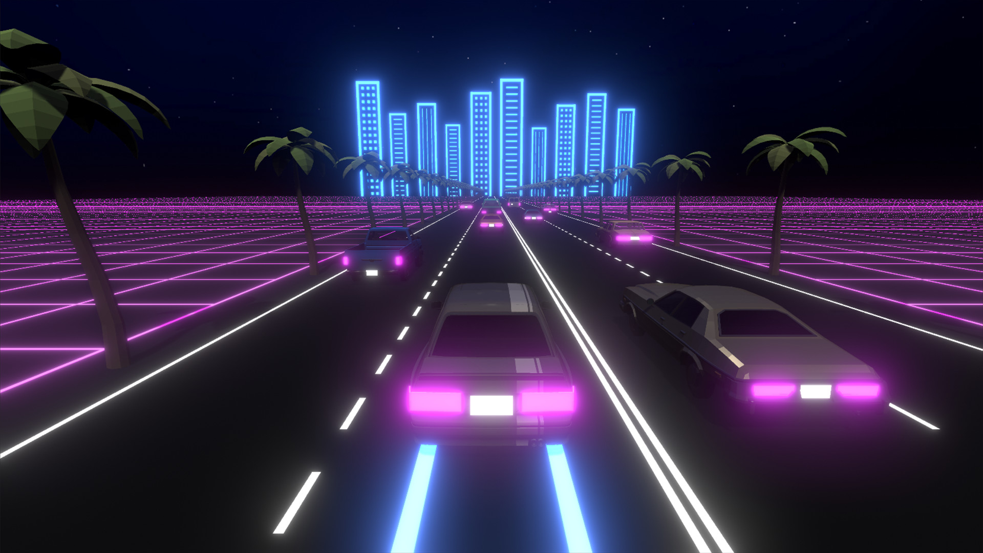 80S Neon Road Wallpapers