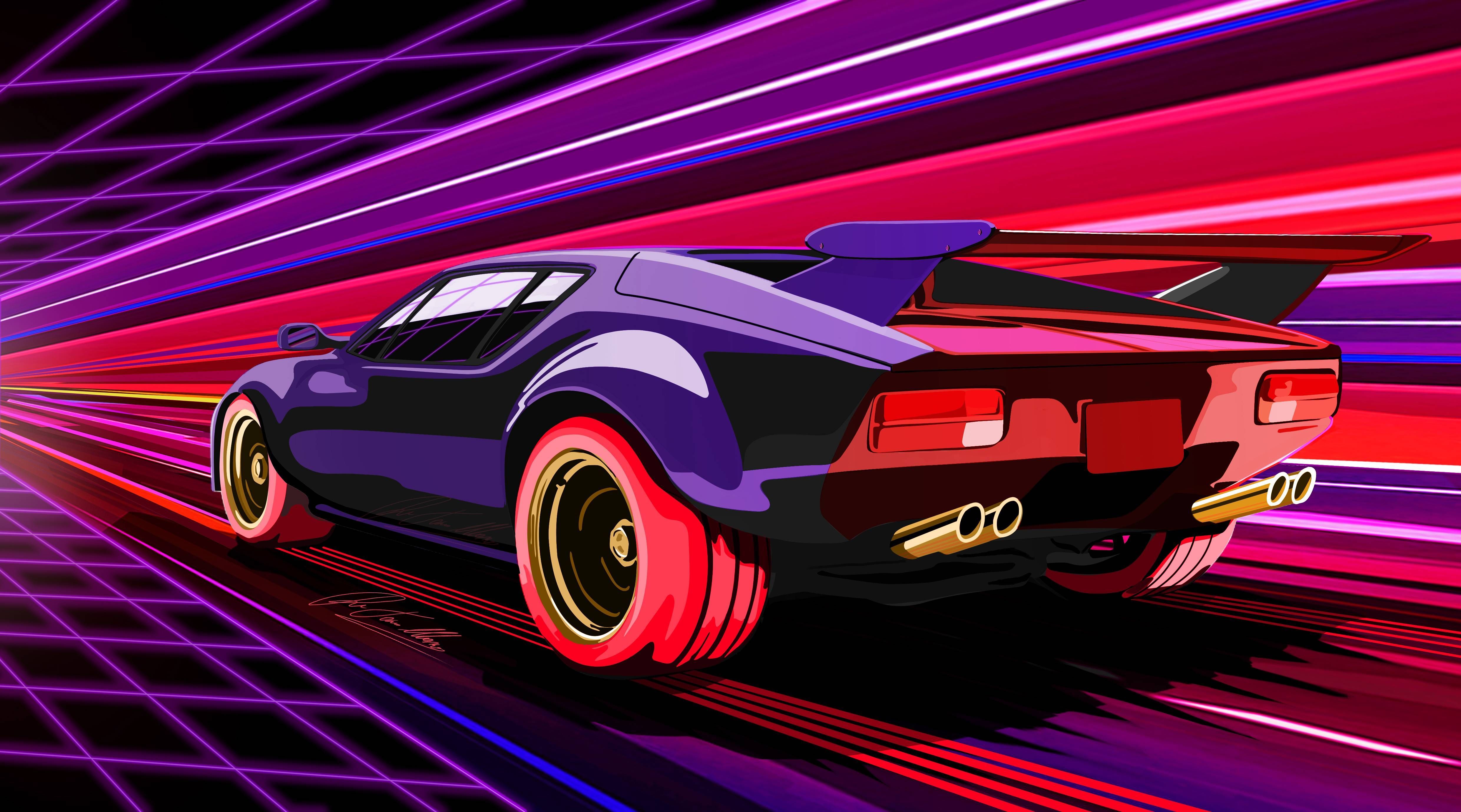 80S Retro Neon Car Wallpapers