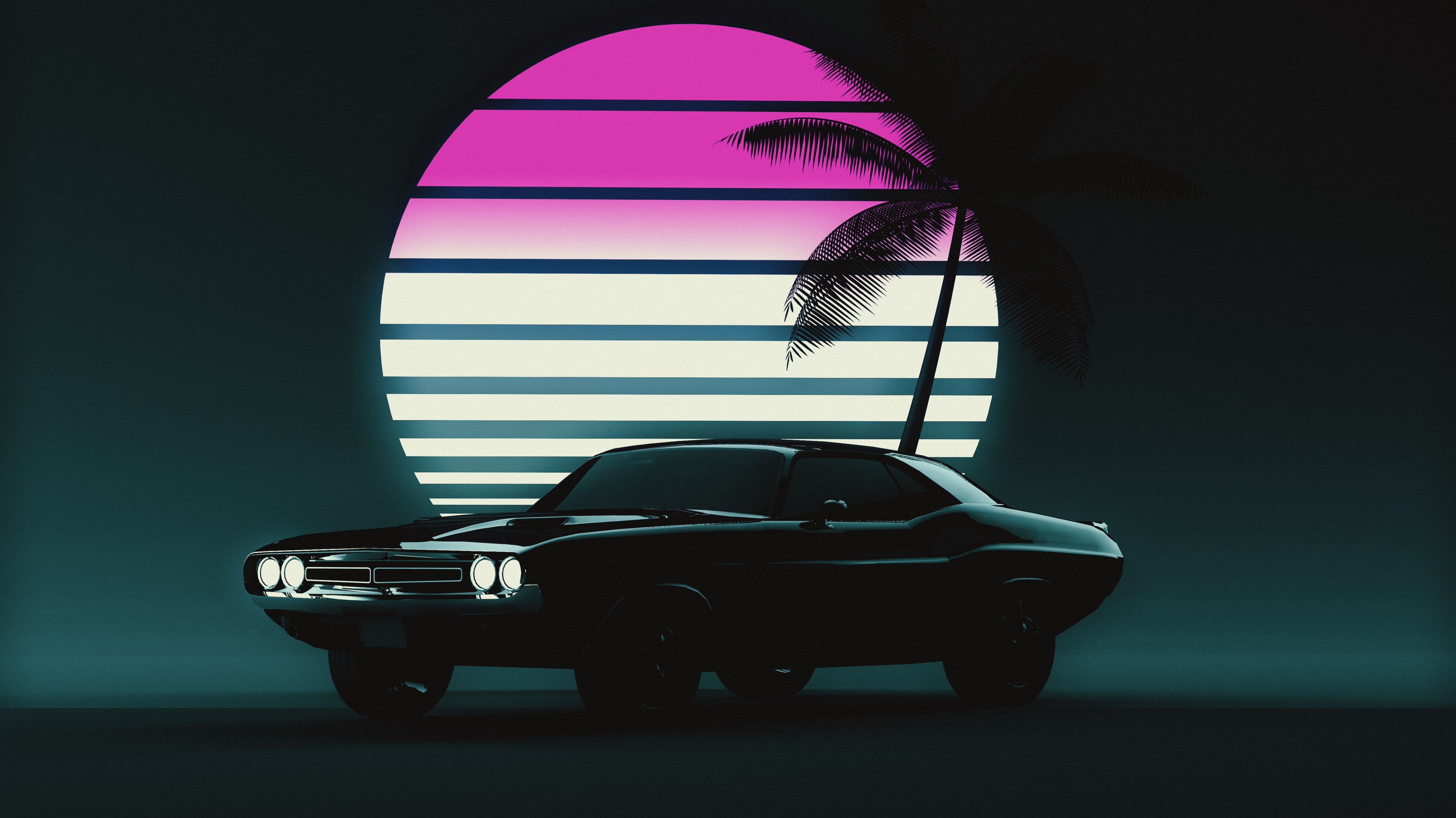 80S Retro Neon Car Wallpapers