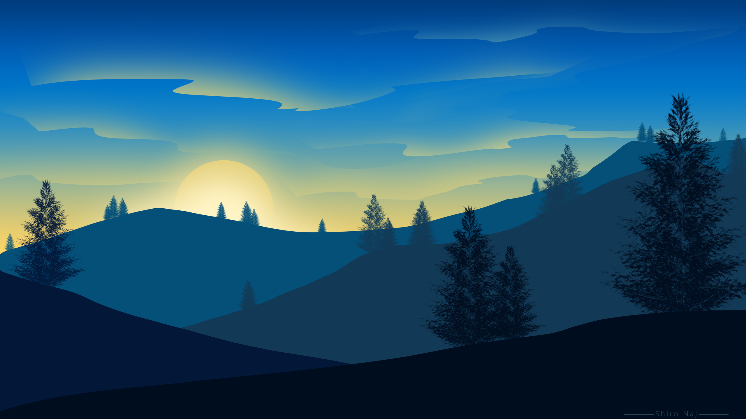 A Blue Sunrise Landscape Wallpapers