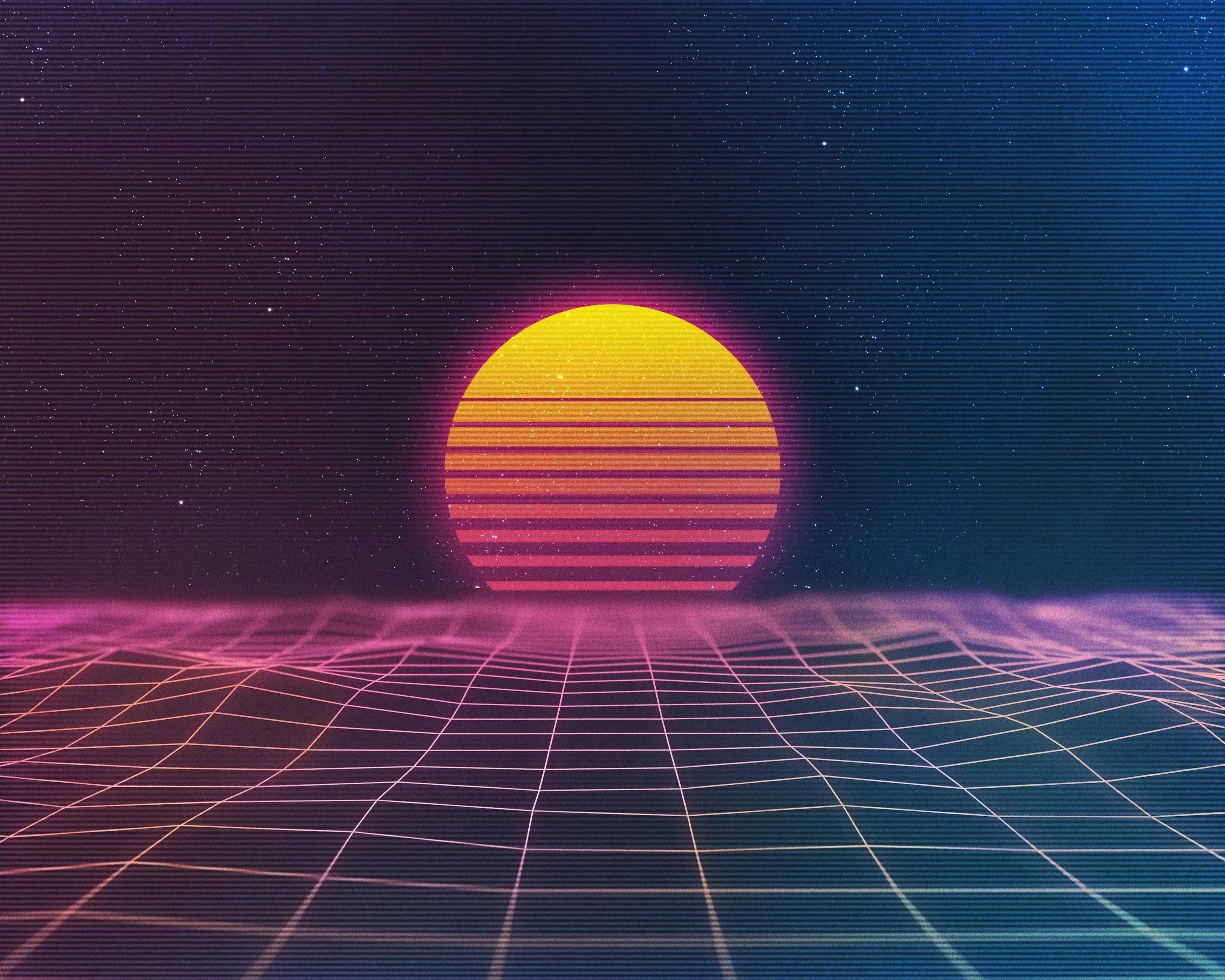 A Glitchy Retro Wave Sunrise Wallpapers