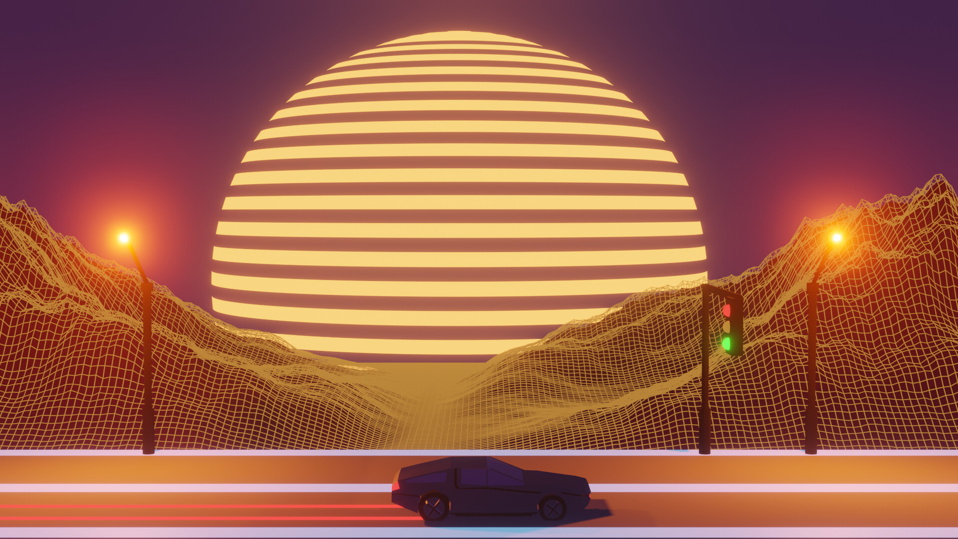 A Glitchy Retro Wave Sunrise Wallpapers