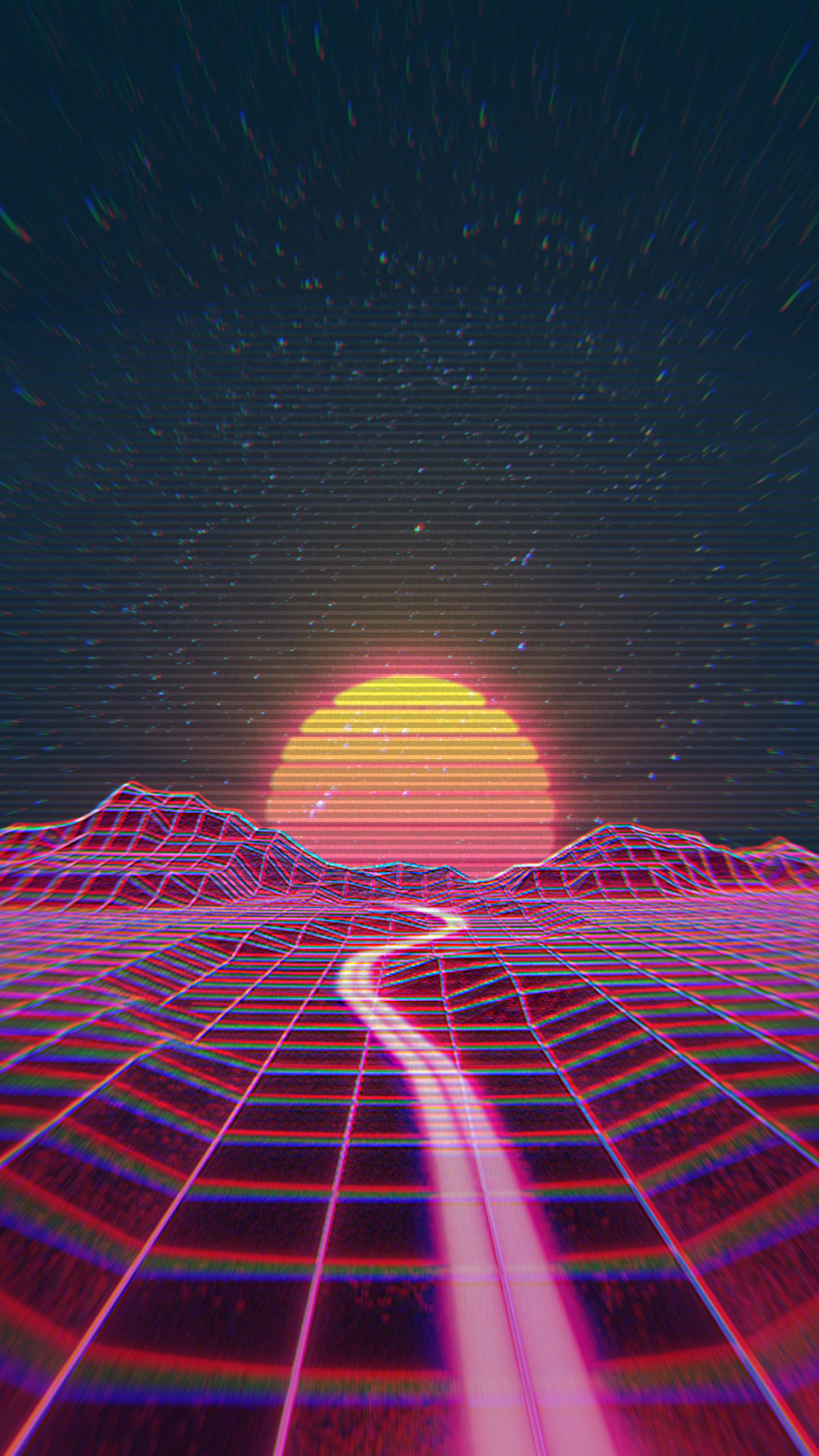 A Glitchy Retro Wave Sunrise Wallpapers