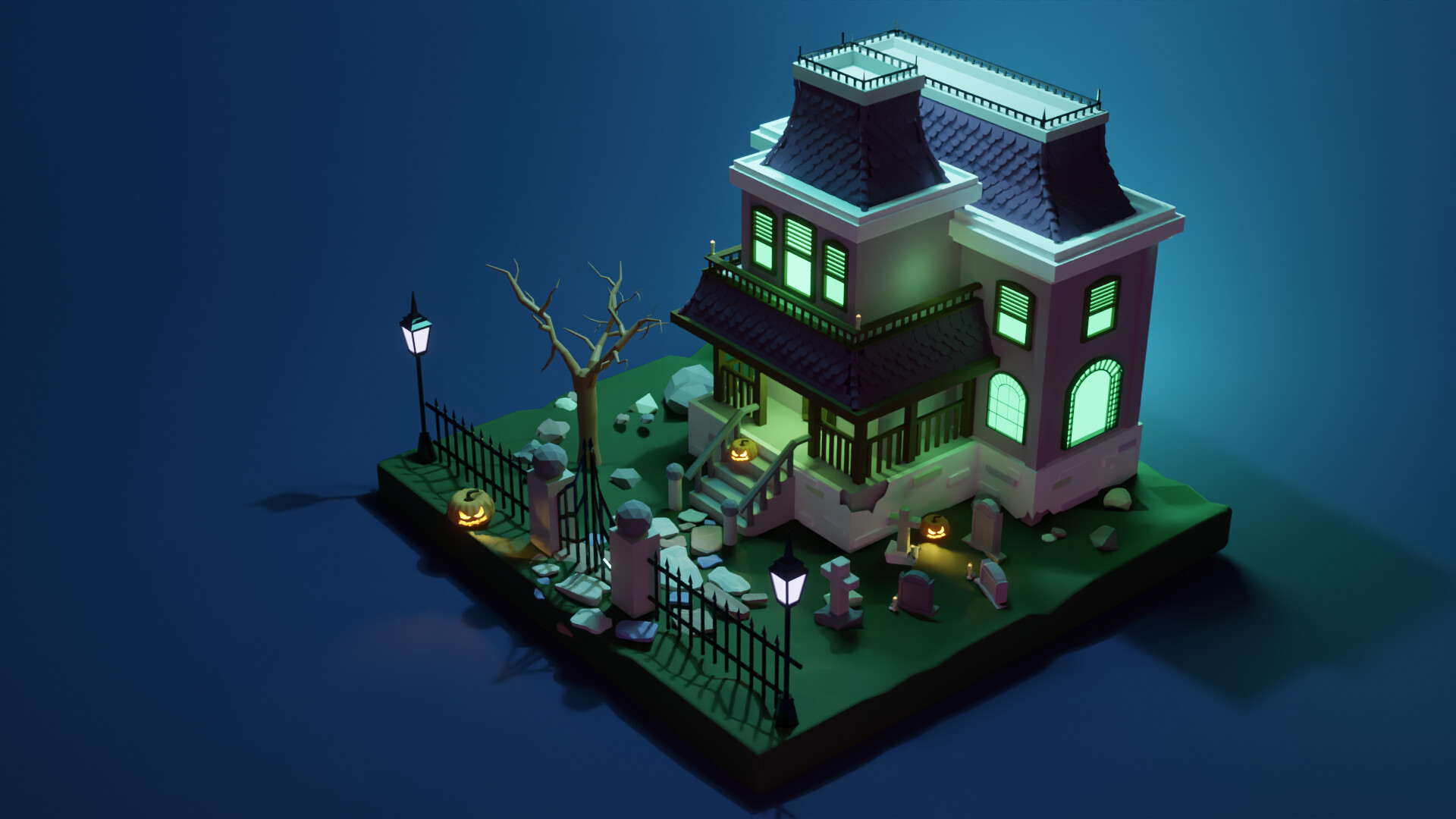 A Halloween Pixel House Wallpapers