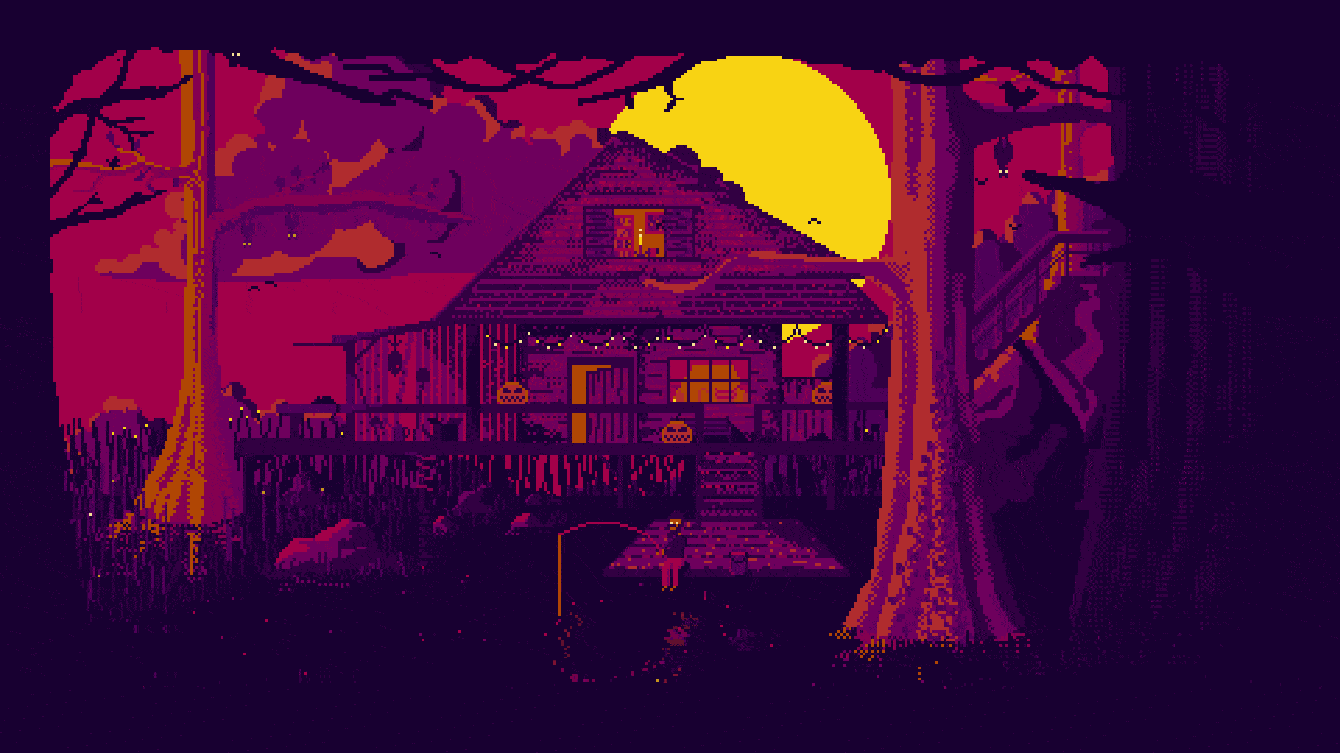 A Halloween Pixel House Wallpapers