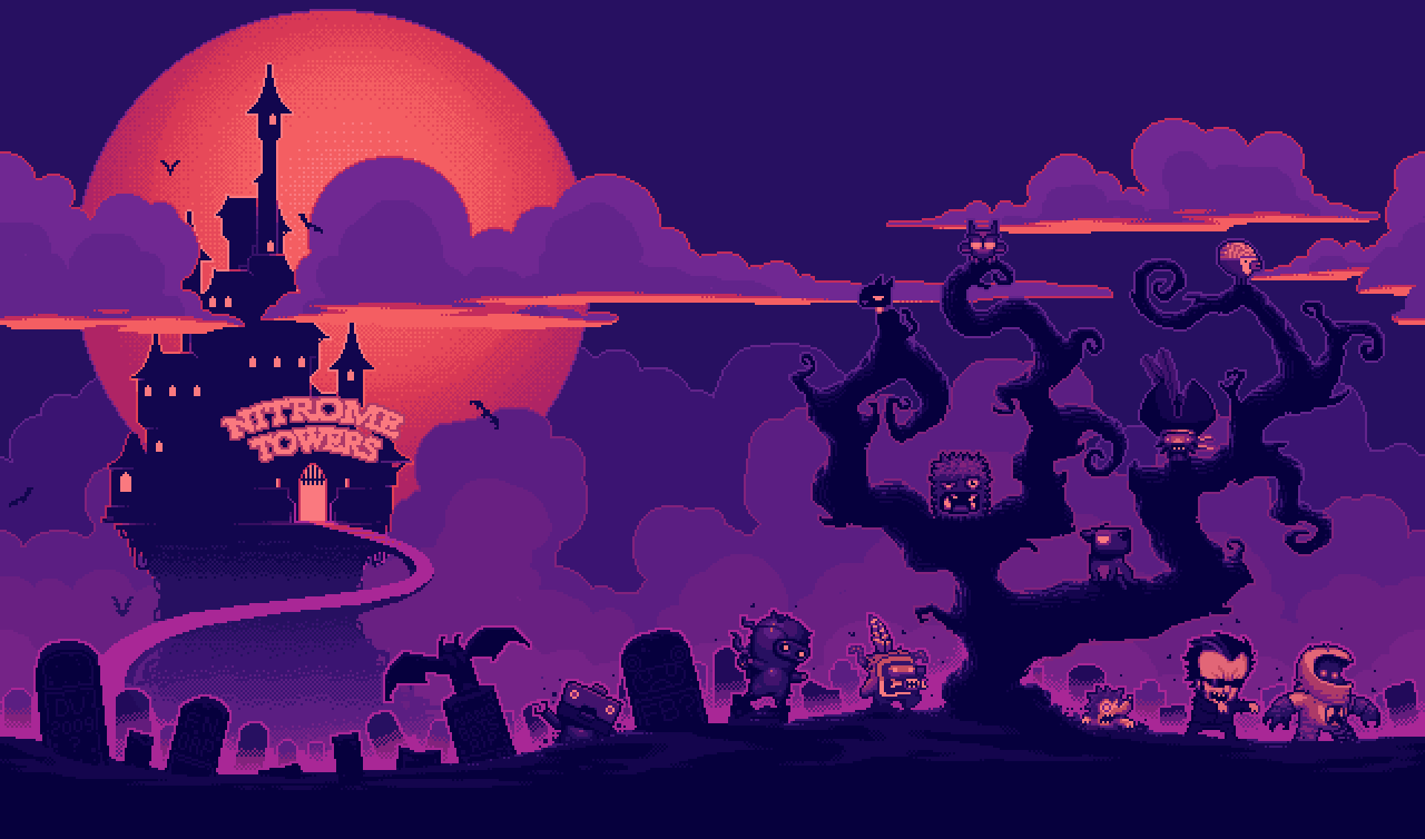 A Halloween Pixel House Wallpapers