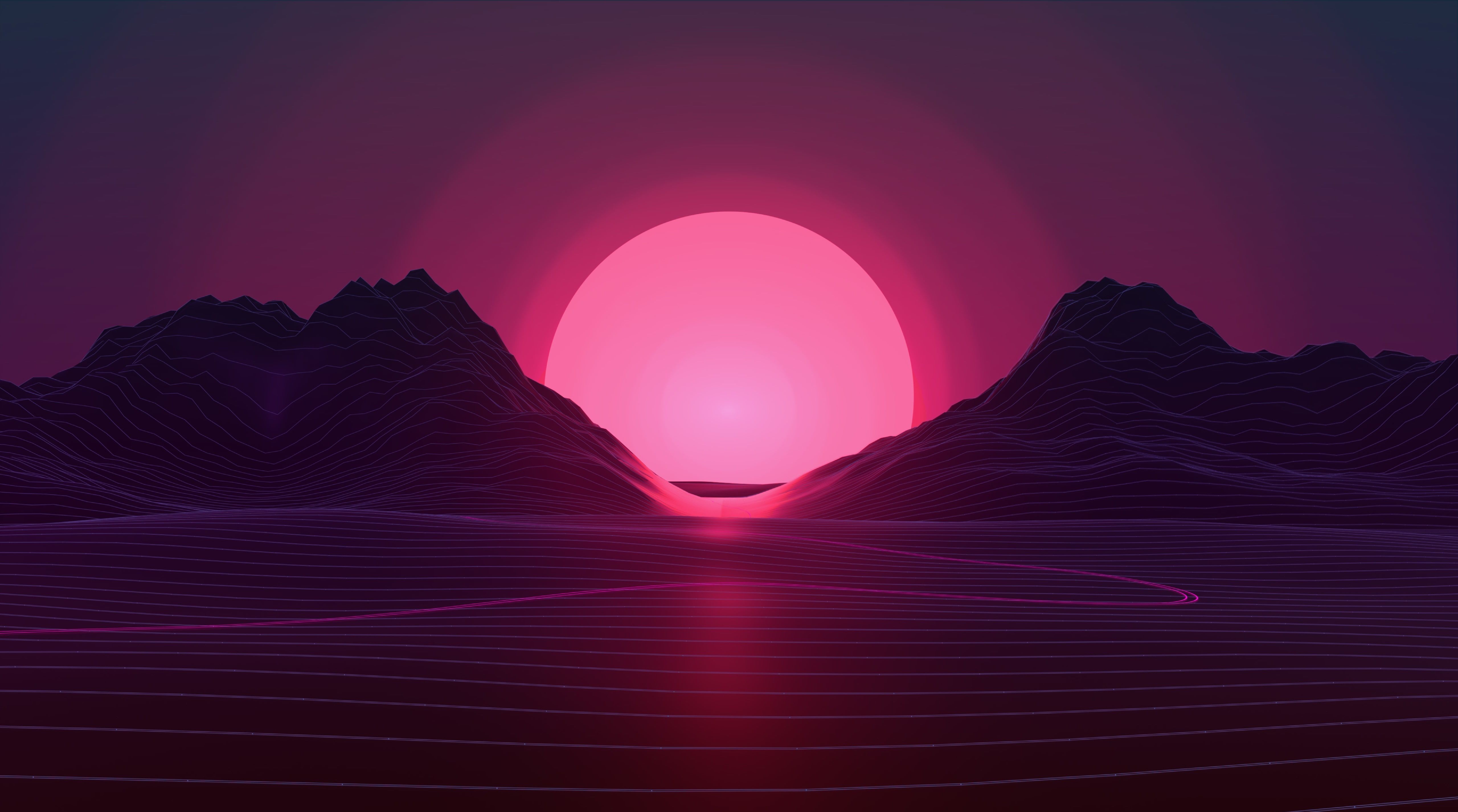 Abstract Vaporwave Retrowave Sun Reflaction Wallpapers