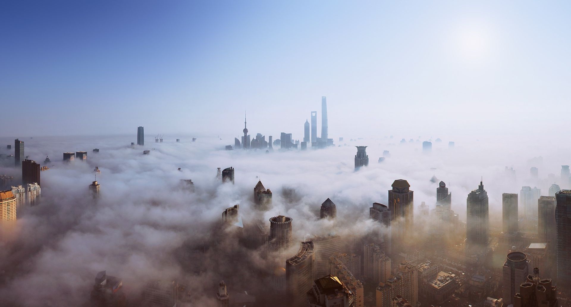 Aerial View Shanghai Skyline And Skyscrapers Wallpapers