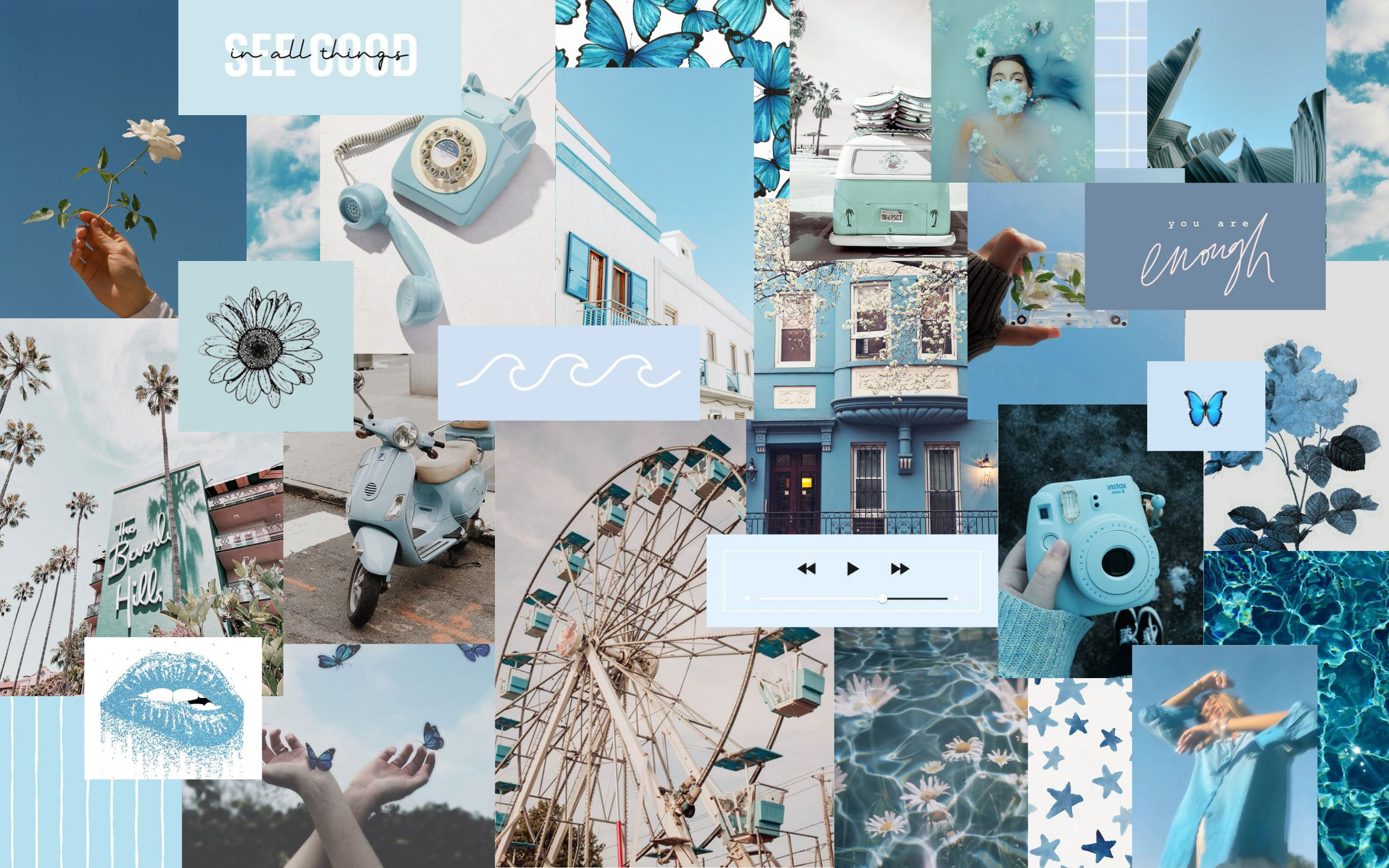 Aesthetic Blue Collage Wallpapers