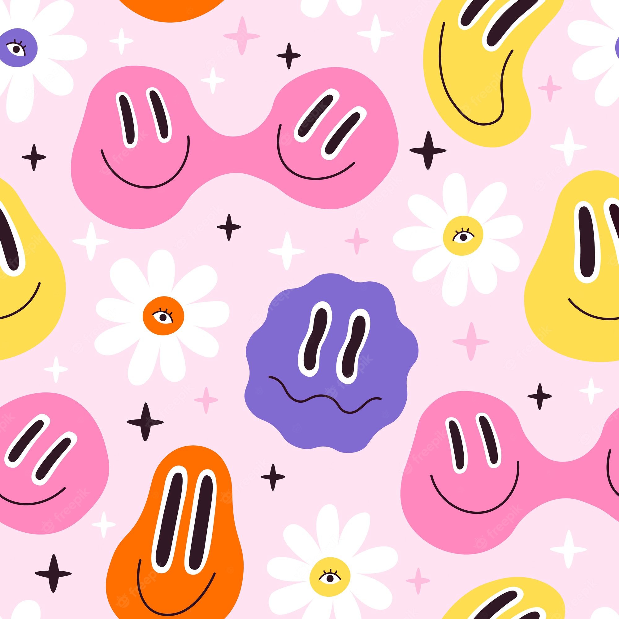 Aesthetic Flowers With Smiley Faces Wallpapers