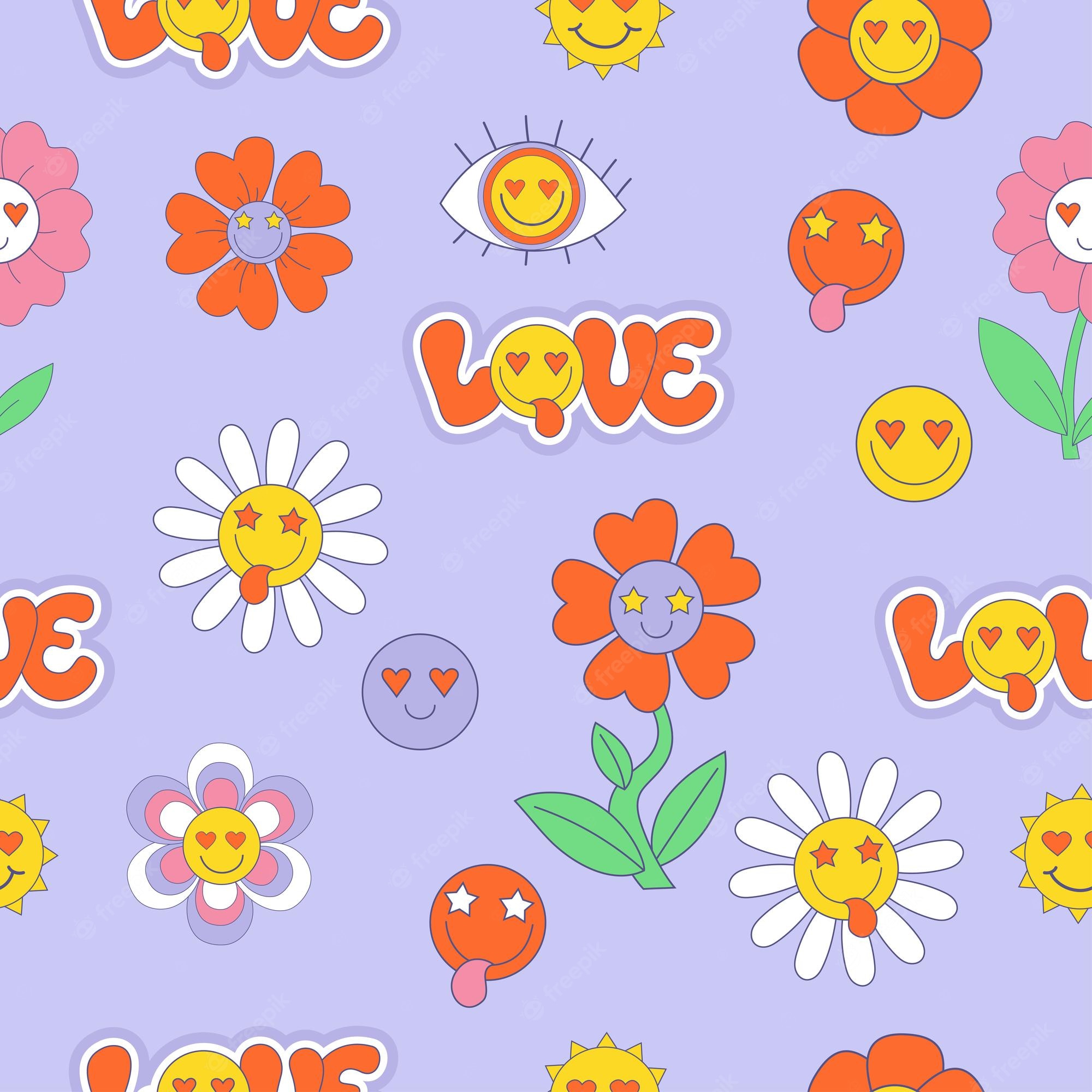 Aesthetic Flowers With Smiley Faces Wallpapers