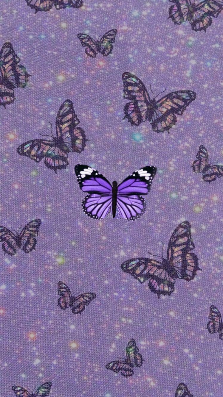 Aesthetic Sparkles Purple Butterflies Wallpapers