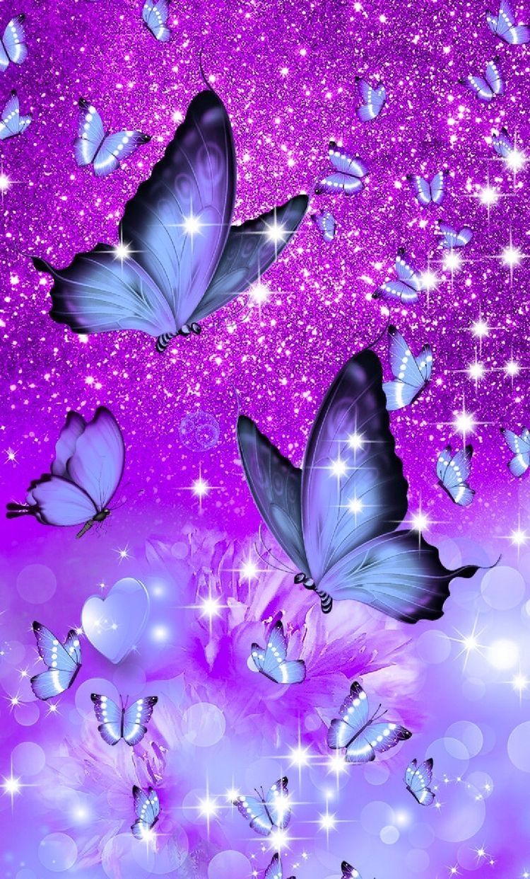 Aesthetic Sparkles Purple Butterflies Wallpapers